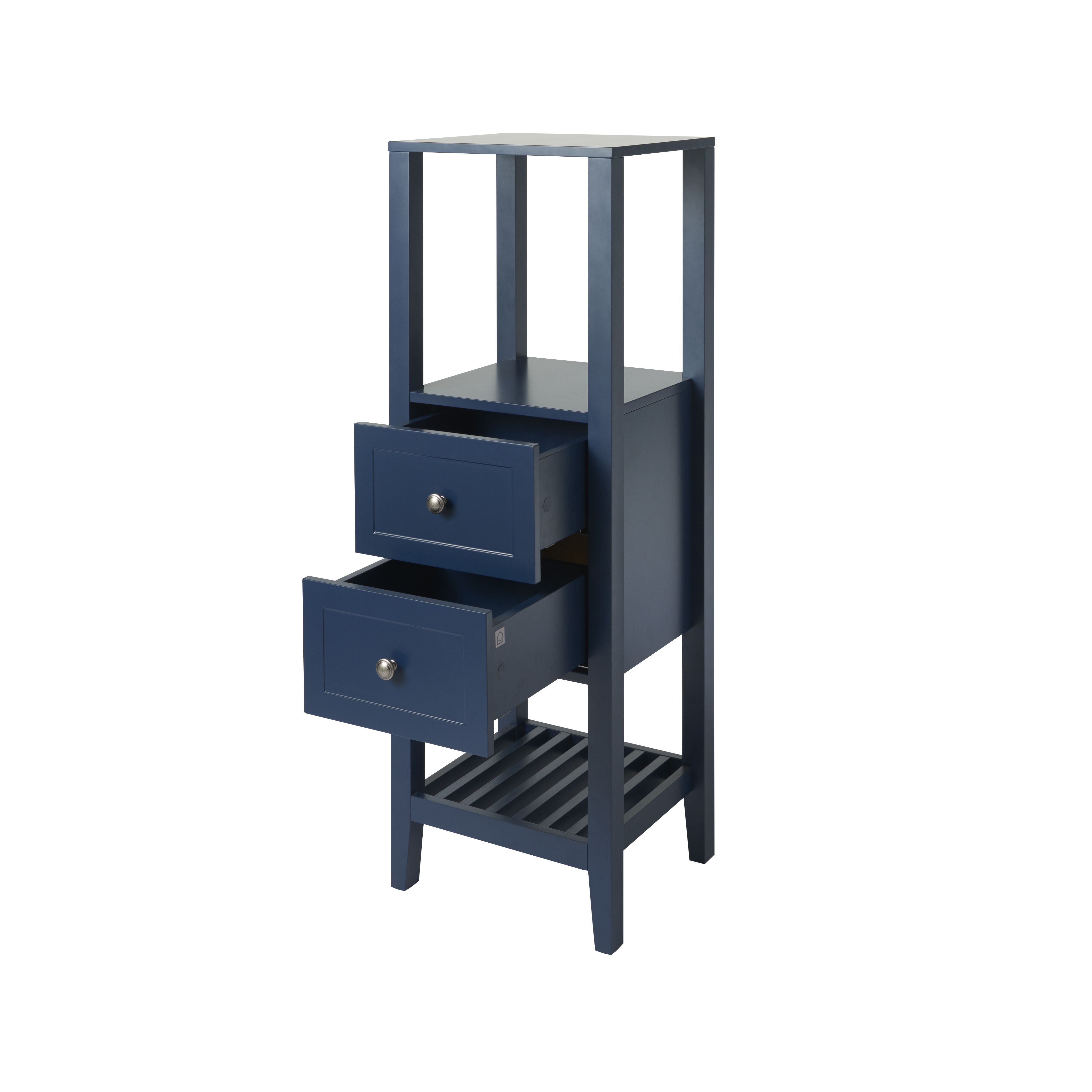 GoodHome Perma Tall Satin Blue Bathroom Cabinet (H)120cm (W)40.2cm