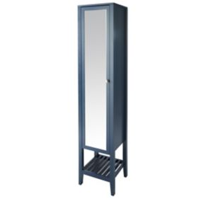 GoodHome Perma Tall Satin Blue Single Freestanding Bathroom Cabinet (H)185cm (W)40cm