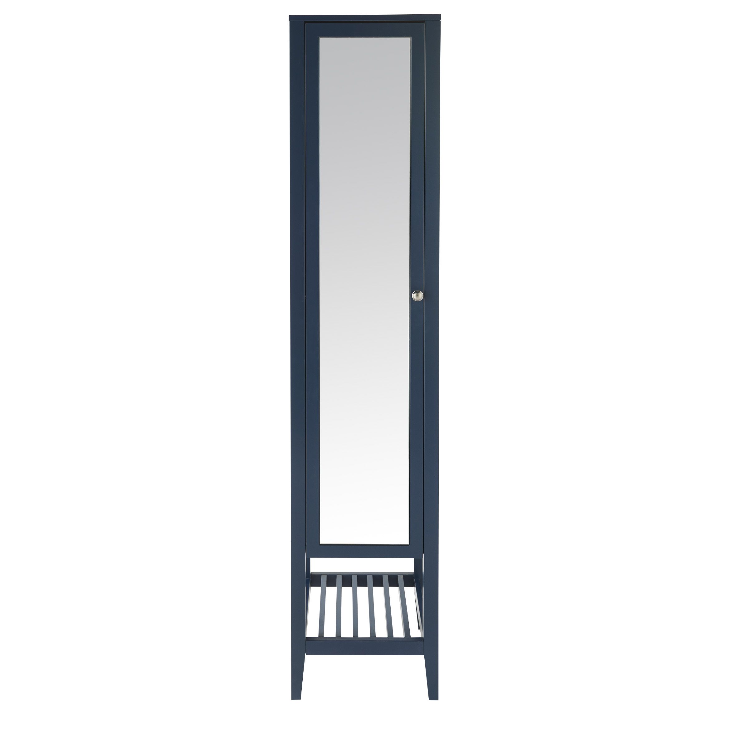 GoodHome Perma Tall Satin Blue Single Freestanding Bathroom Cabinet (H)185cm (W)40cm