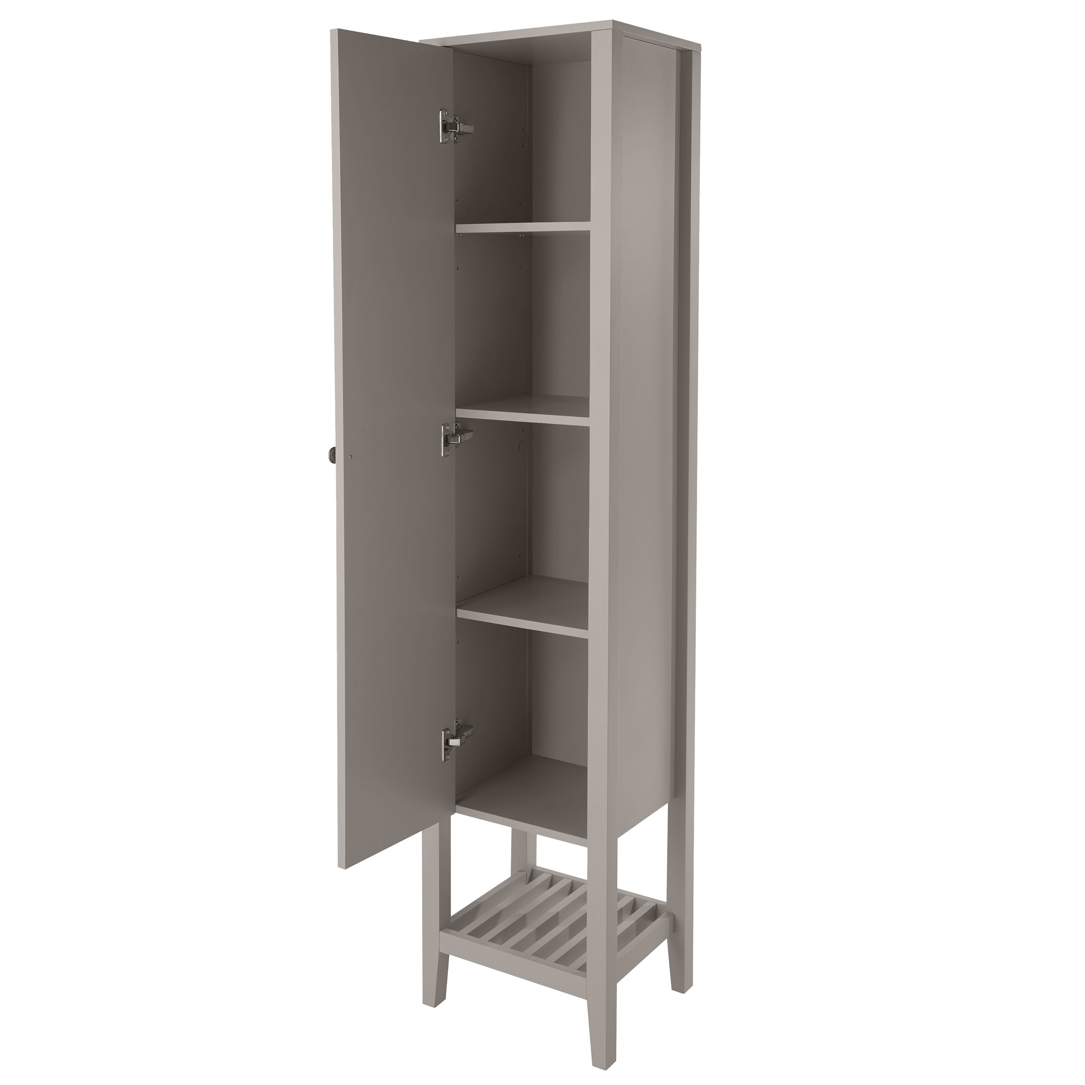 GoodHome Perma Tall Satin Grey Single Freestanding Bathroom Cabinet (H)185cm (W)40cm