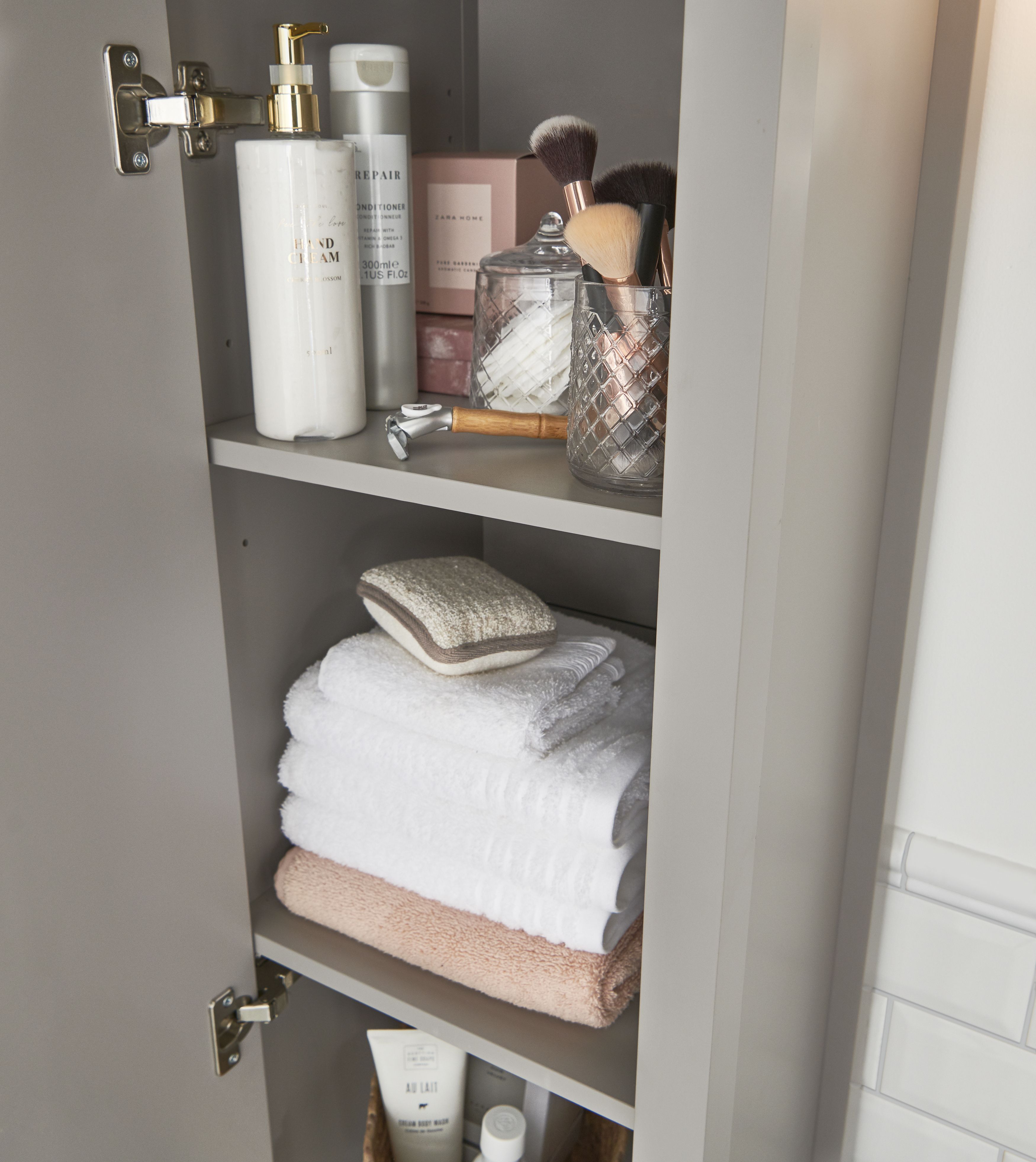 GoodHome Perma Tall Satin Grey Single Freestanding Bathroom Cabinet (H)185cm (W)40cm