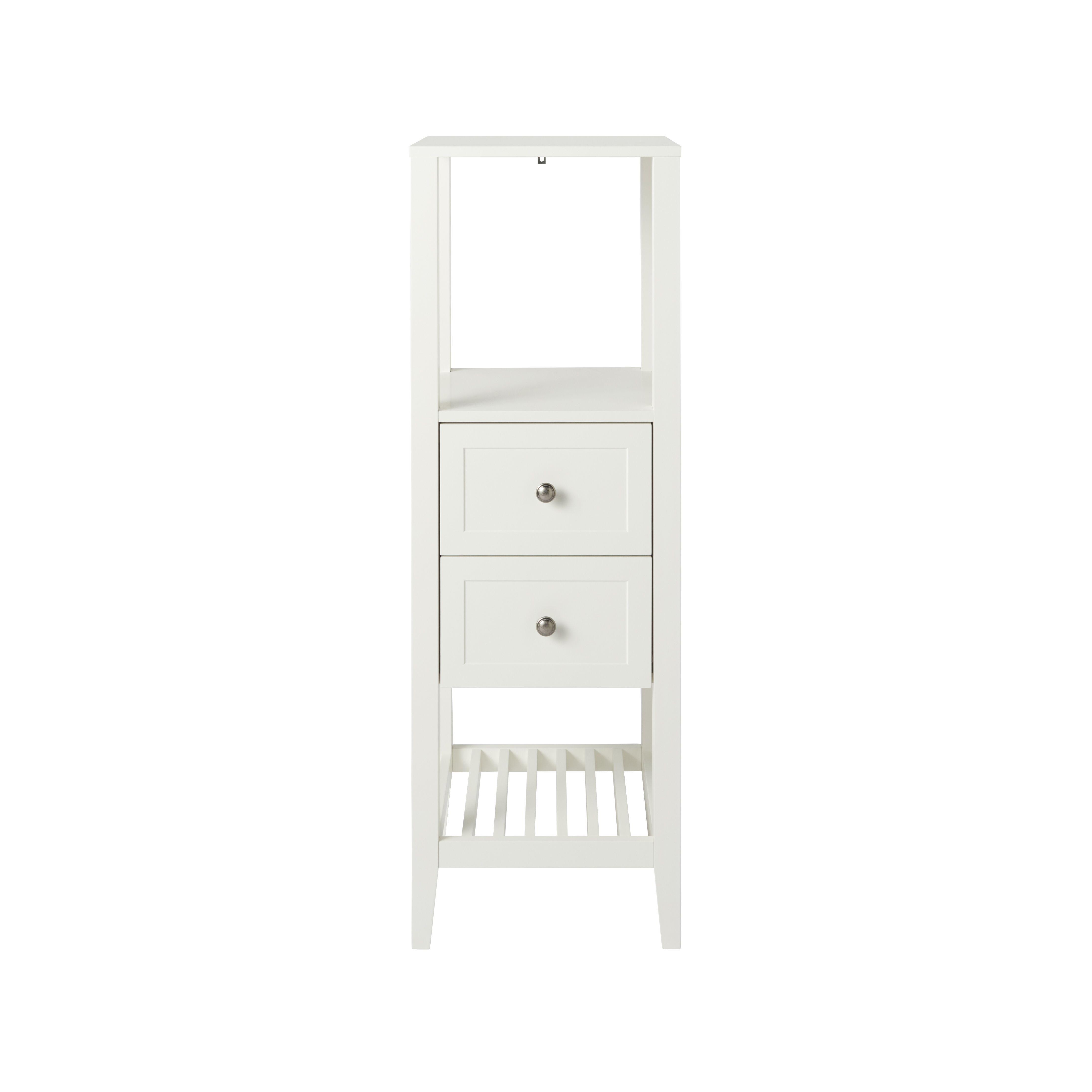 GoodHome Perma Tall Satin White Bathroom Cabinet (H)120cm (W)40.2cm
