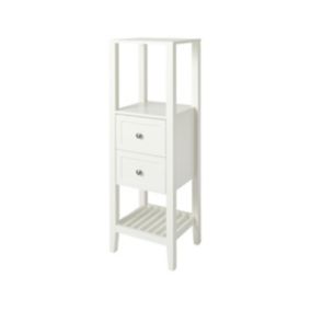 GoodHome Perma Tall Satin White Freestanding Bathroom Cabinet (H)120cm (W)40.2cm