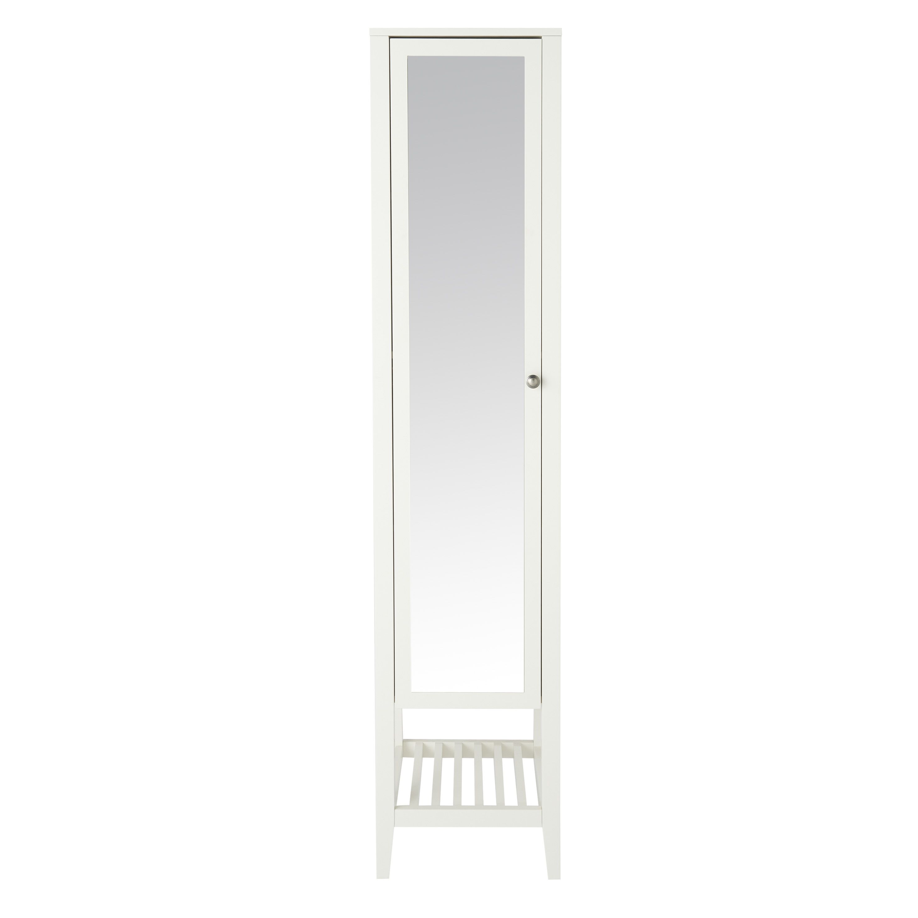 GoodHome Perma Tall Satin White Single Bathroom Cabinet (H)185cm (W)40cm