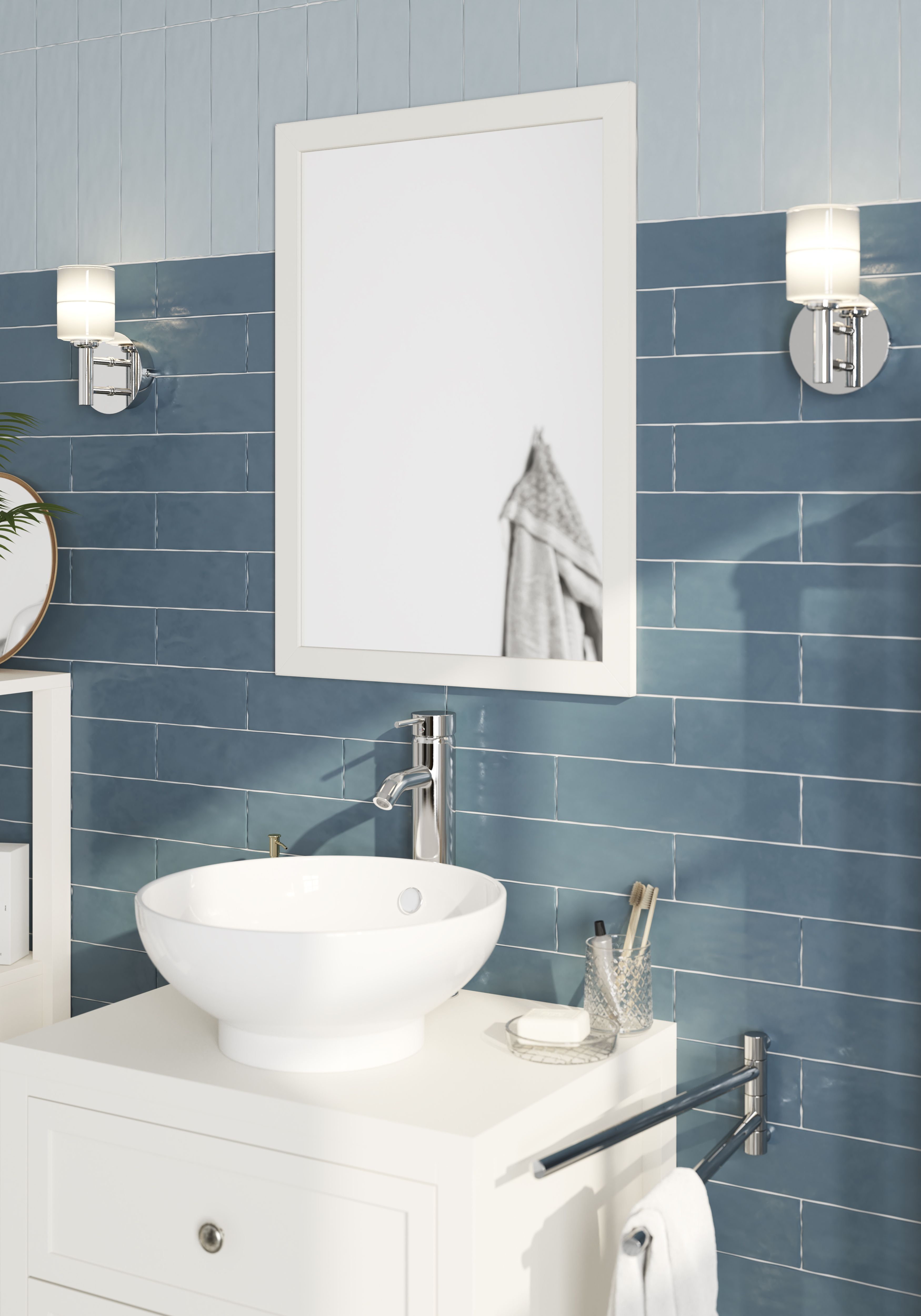 GoodHome Perma White Rectangular Bathroom Mirror (H)700mm (W)500mm
