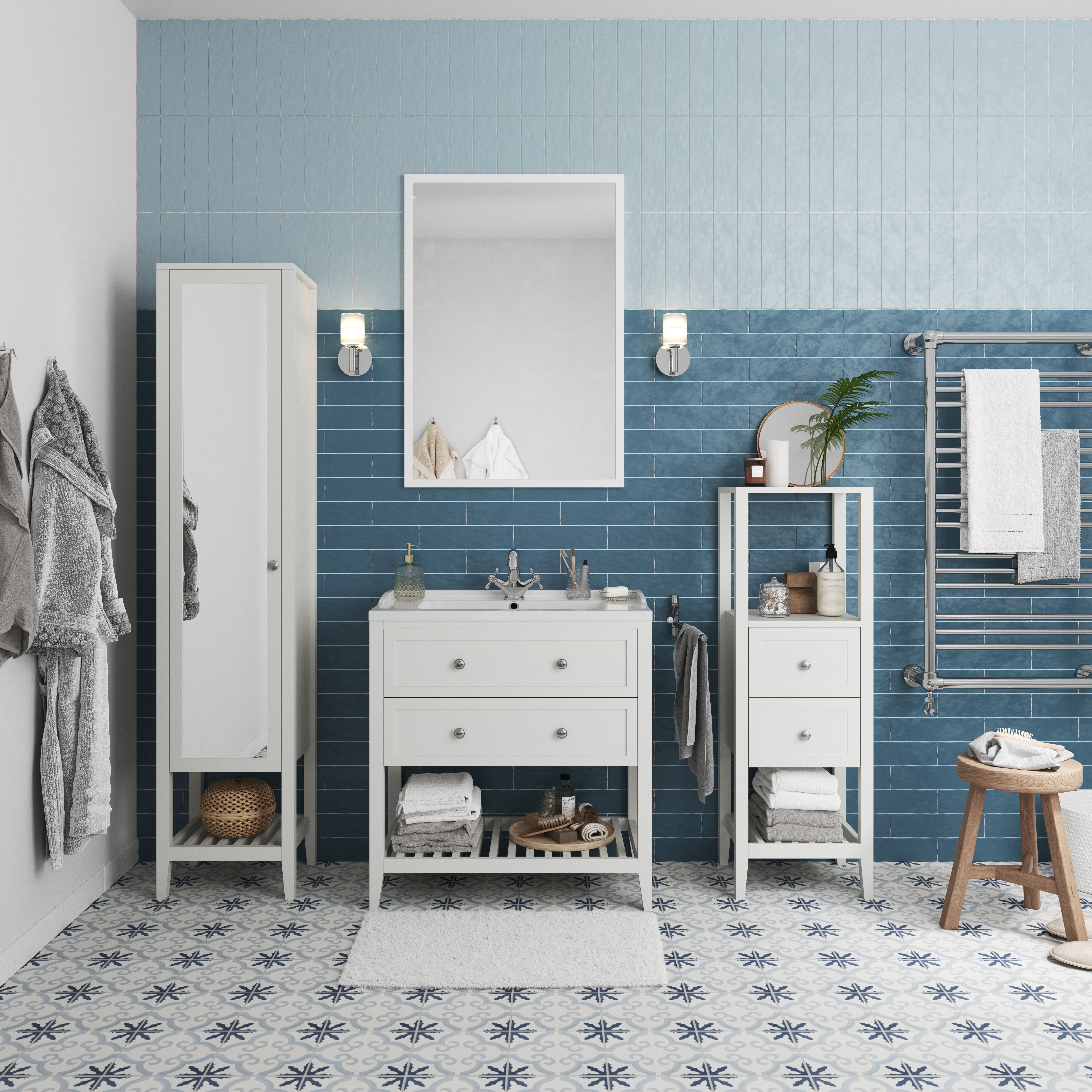 GoodHome Perma White Rectangular Wall-mounted Bathroom Mirror (H)70cm (W)100cm