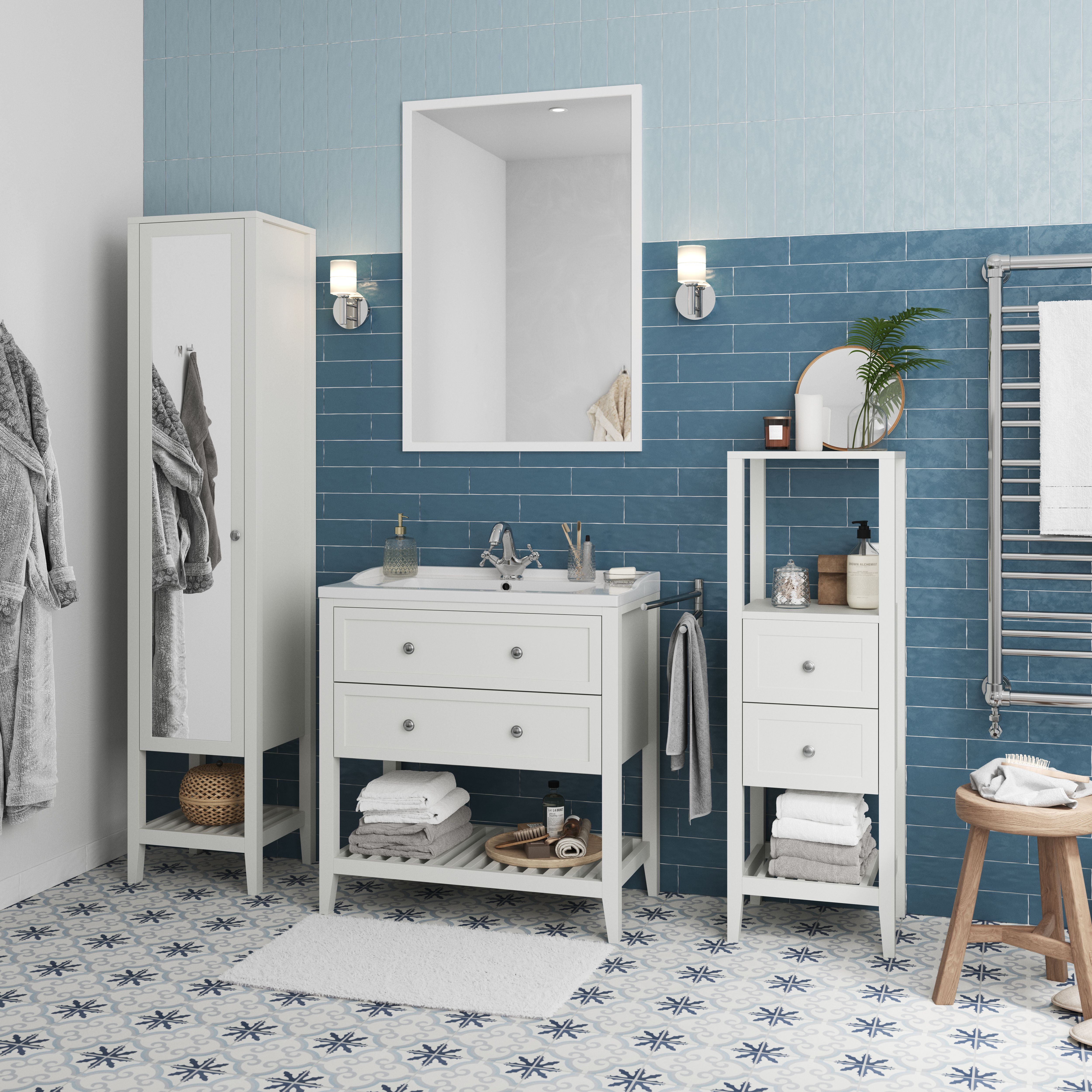 GoodHome Perma White Rectangular Wall-mounted Bathroom Mirror (H)70cm (W)100cm