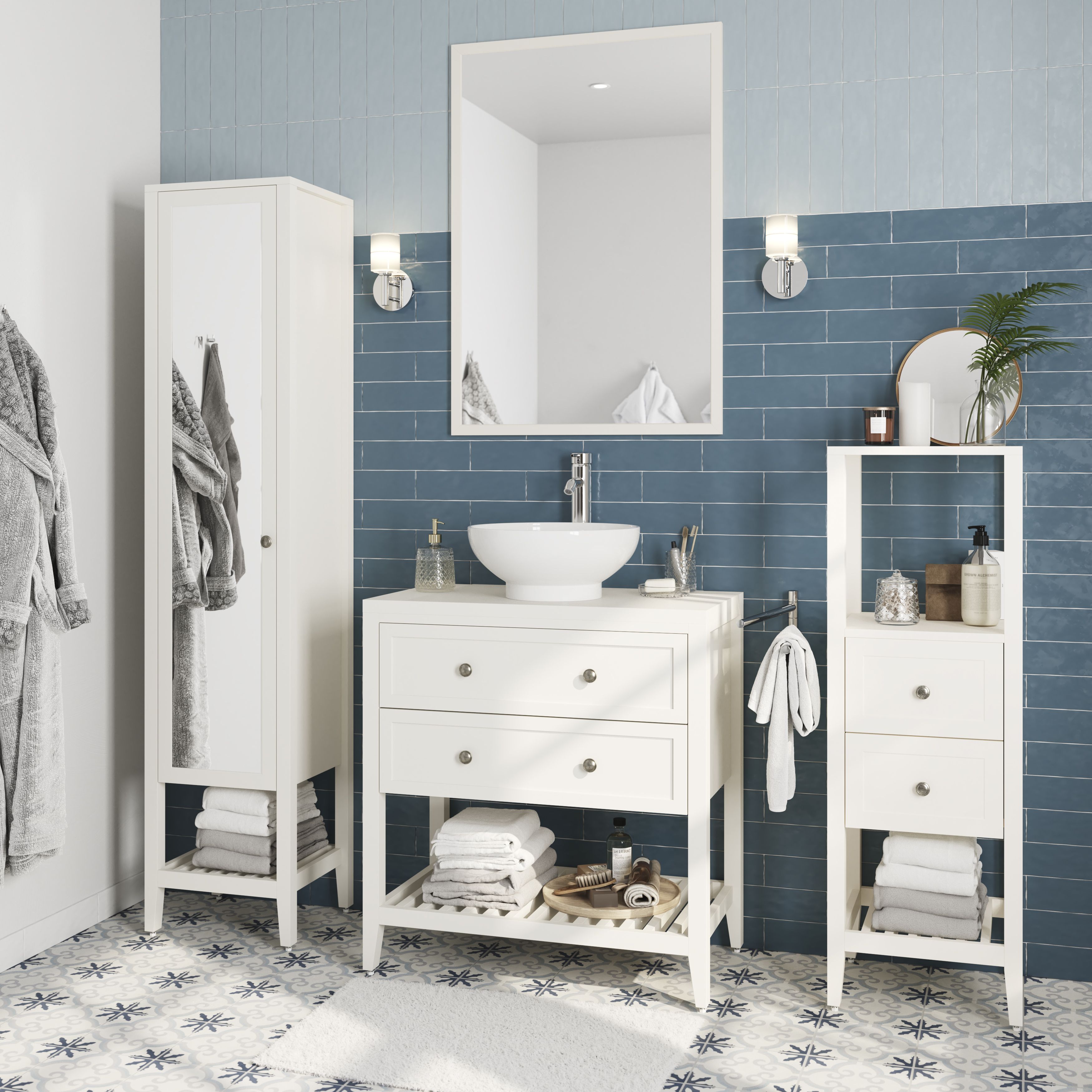 GoodHome Perma White Rectangular Wall-mounted Bathroom Mirror (H)70cm (W)100cm