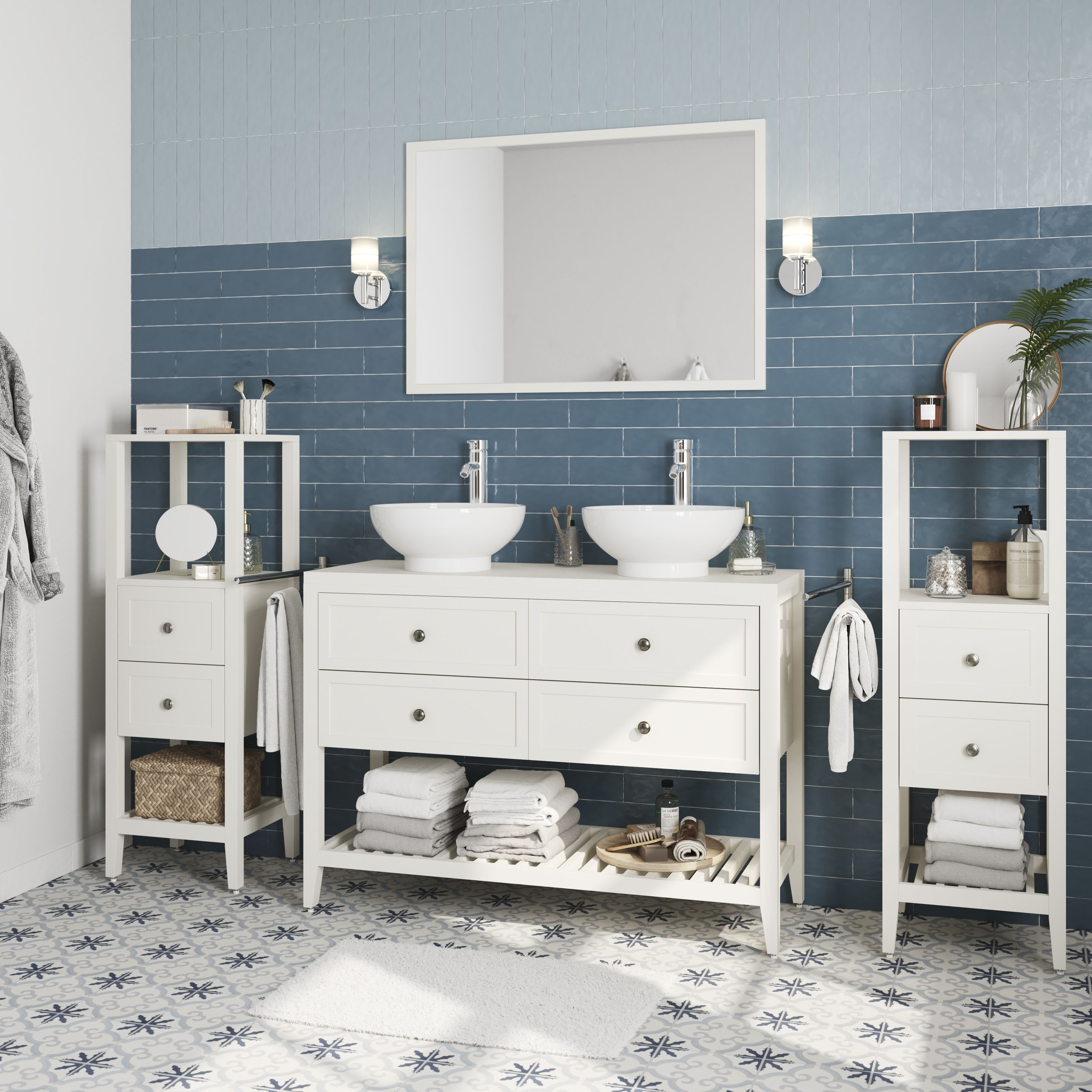GoodHome Perma White Rectangular Wall-mounted Bathroom Mirror (H)70cm (W)100cm