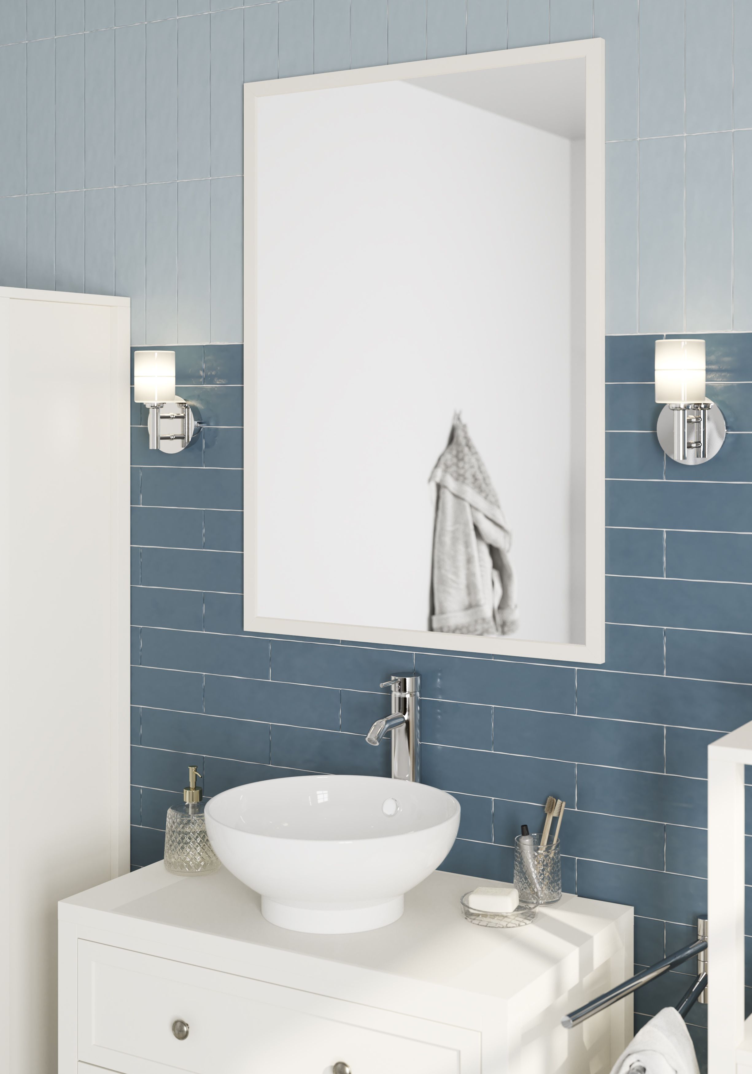 GoodHome Perma White Rectangular Wall-mounted Bathroom Mirror (H)70cm (W)100cm