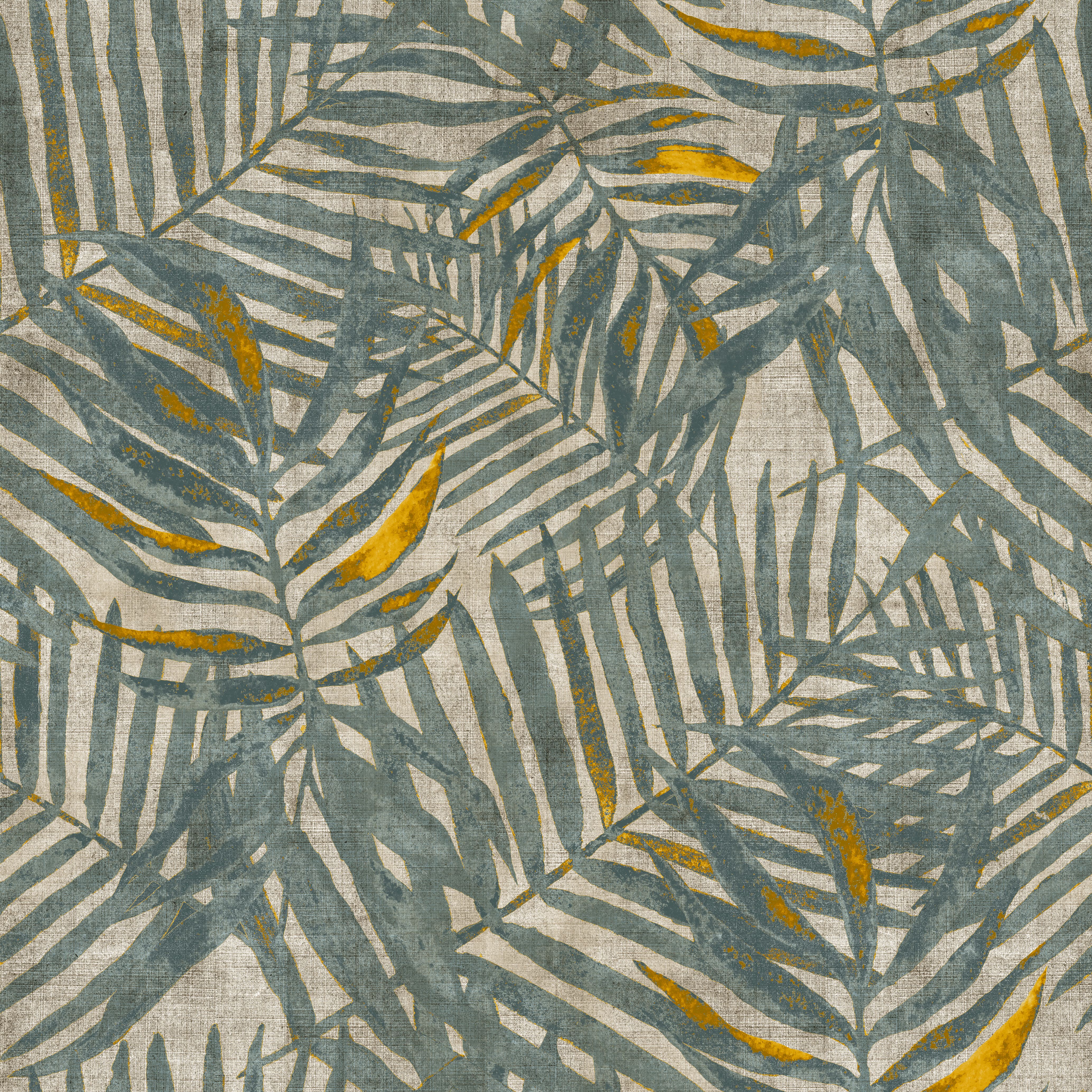 GoodHome Perod Beige & teal Palm leaves Textured Wallpaper