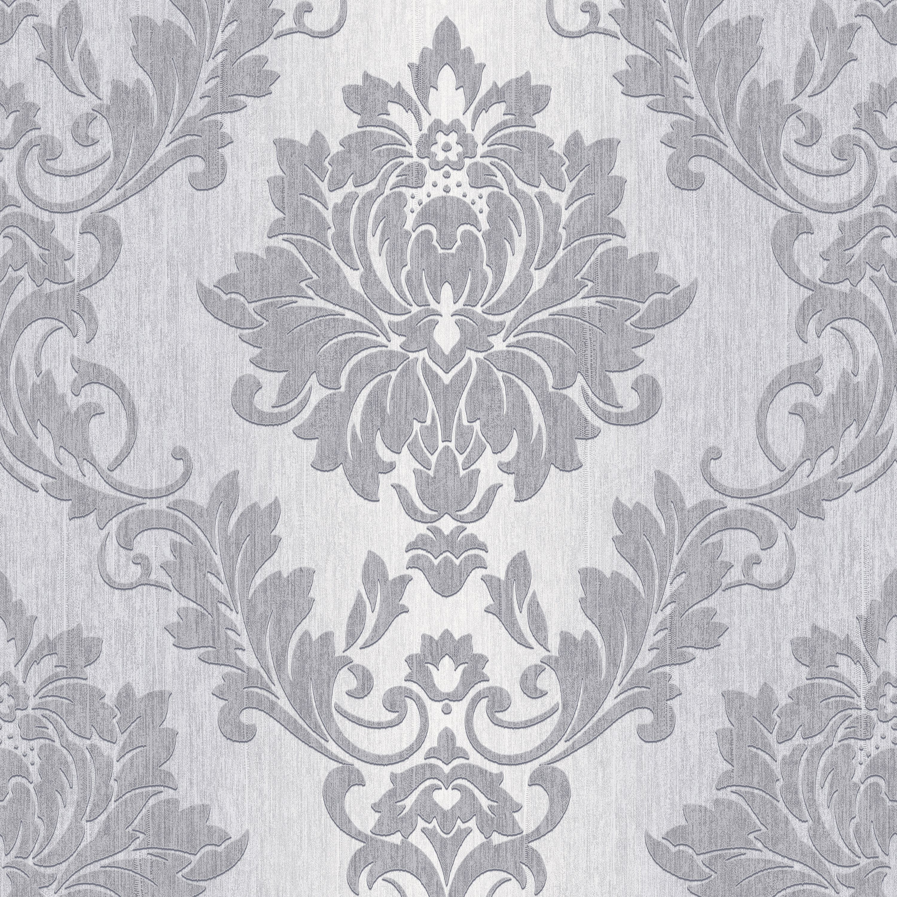 GoodHome Phacelia Grey Damask Textured Wallpaper