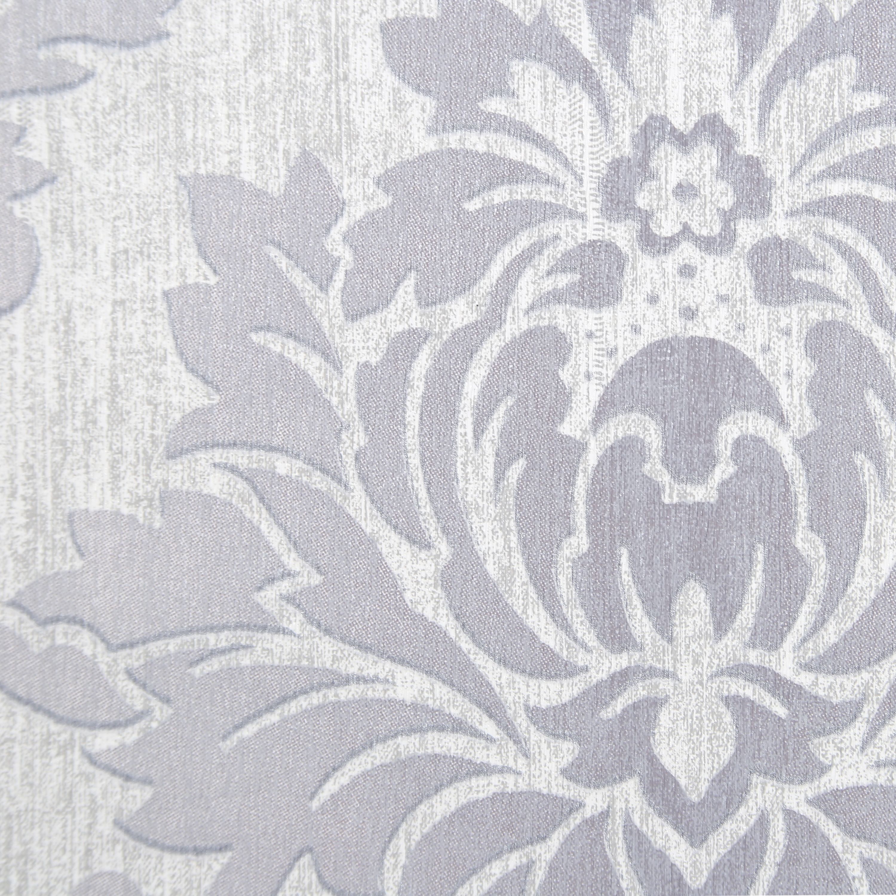 GoodHome Phacelia Grey Damask Textured Wallpaper