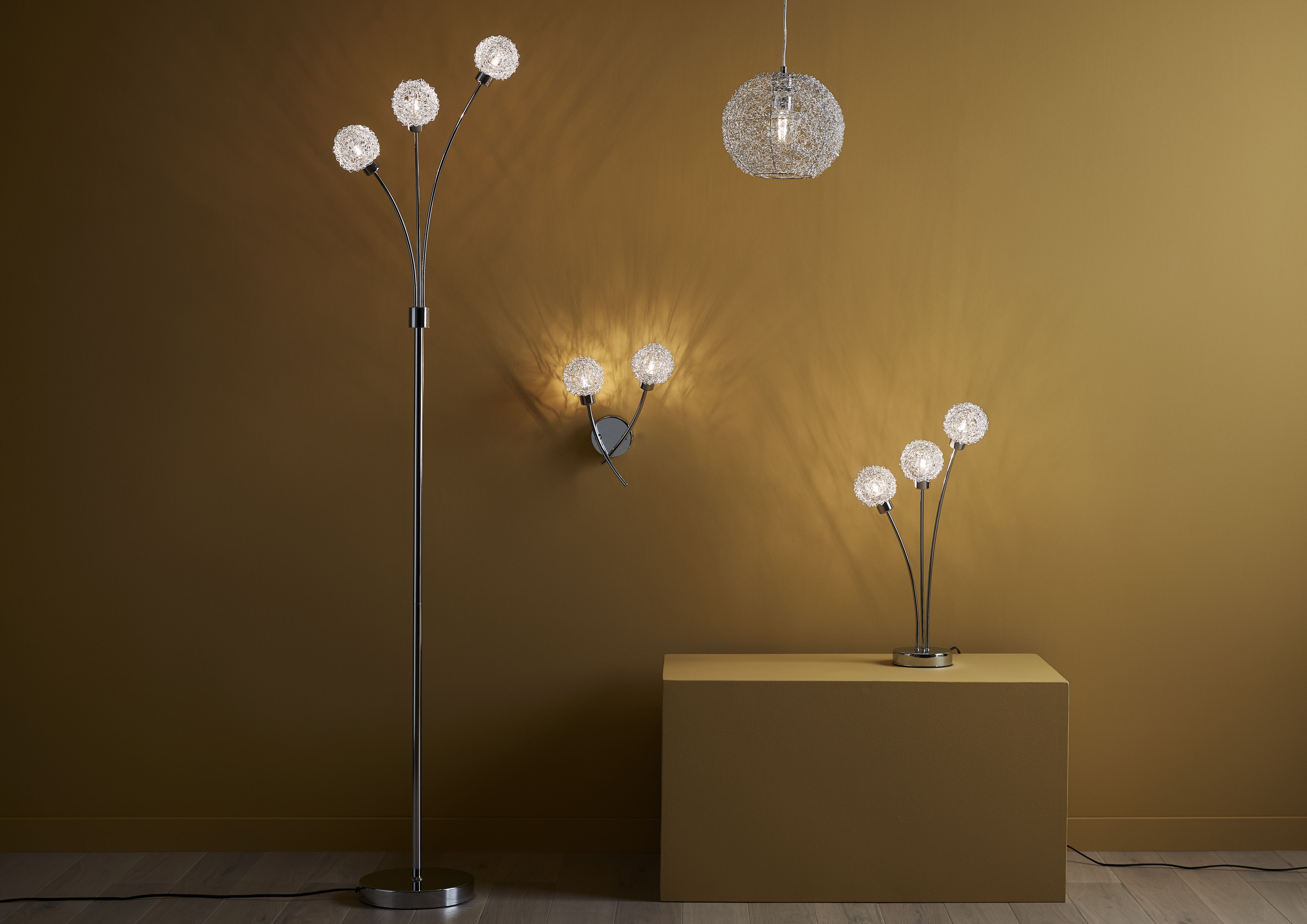 GoodHome Phaidros Chrome effect Floor light