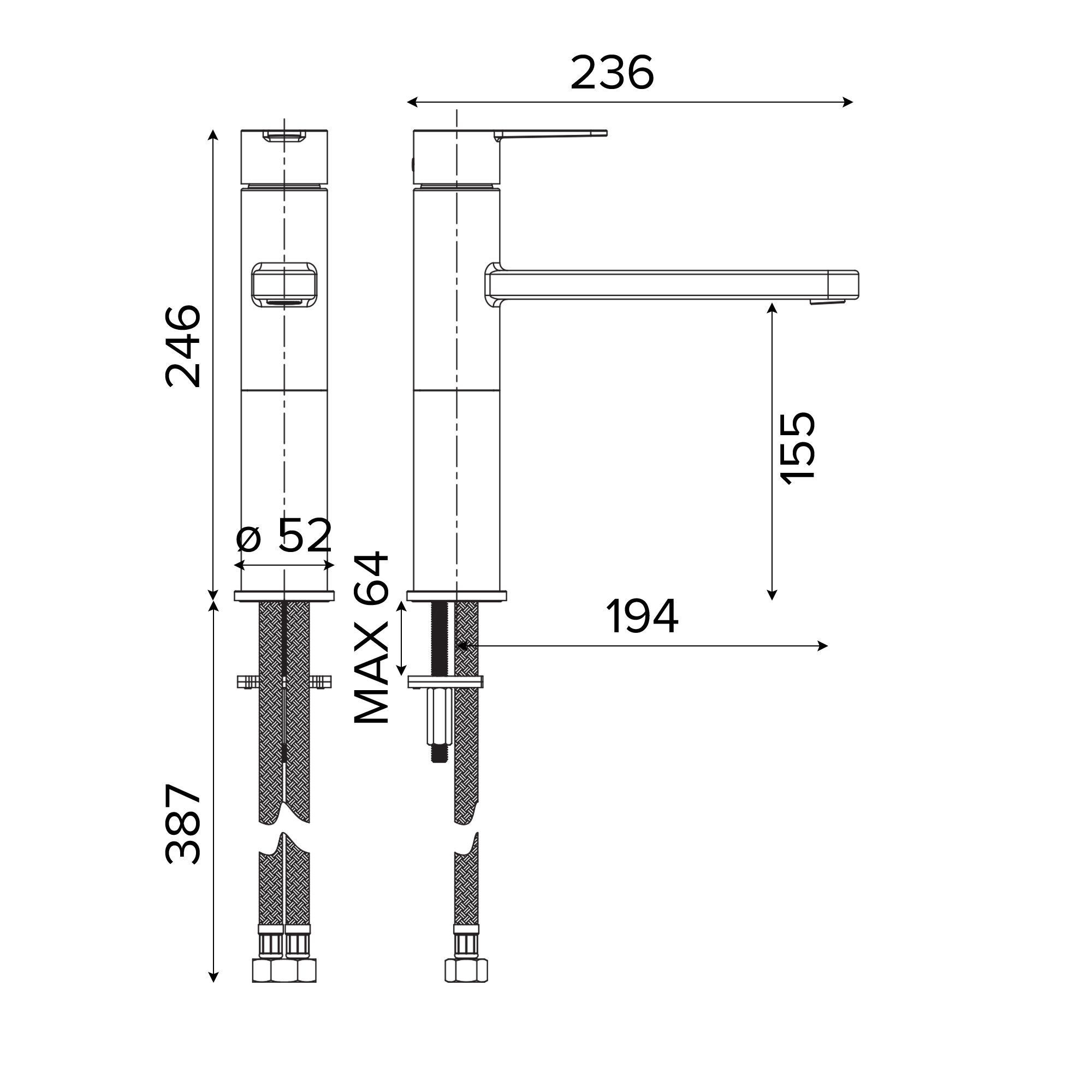GoodHome Phoran Black Titanium effect Kitchen Top lever Tap