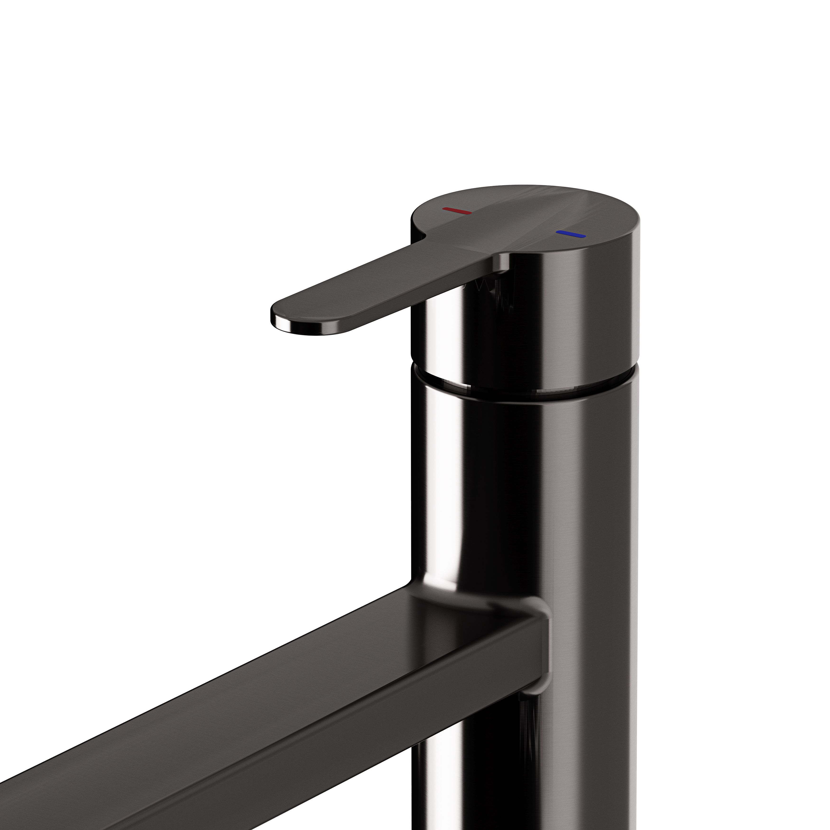 GoodHome Phoran Black Titanium effect Kitchen Top lever Tap