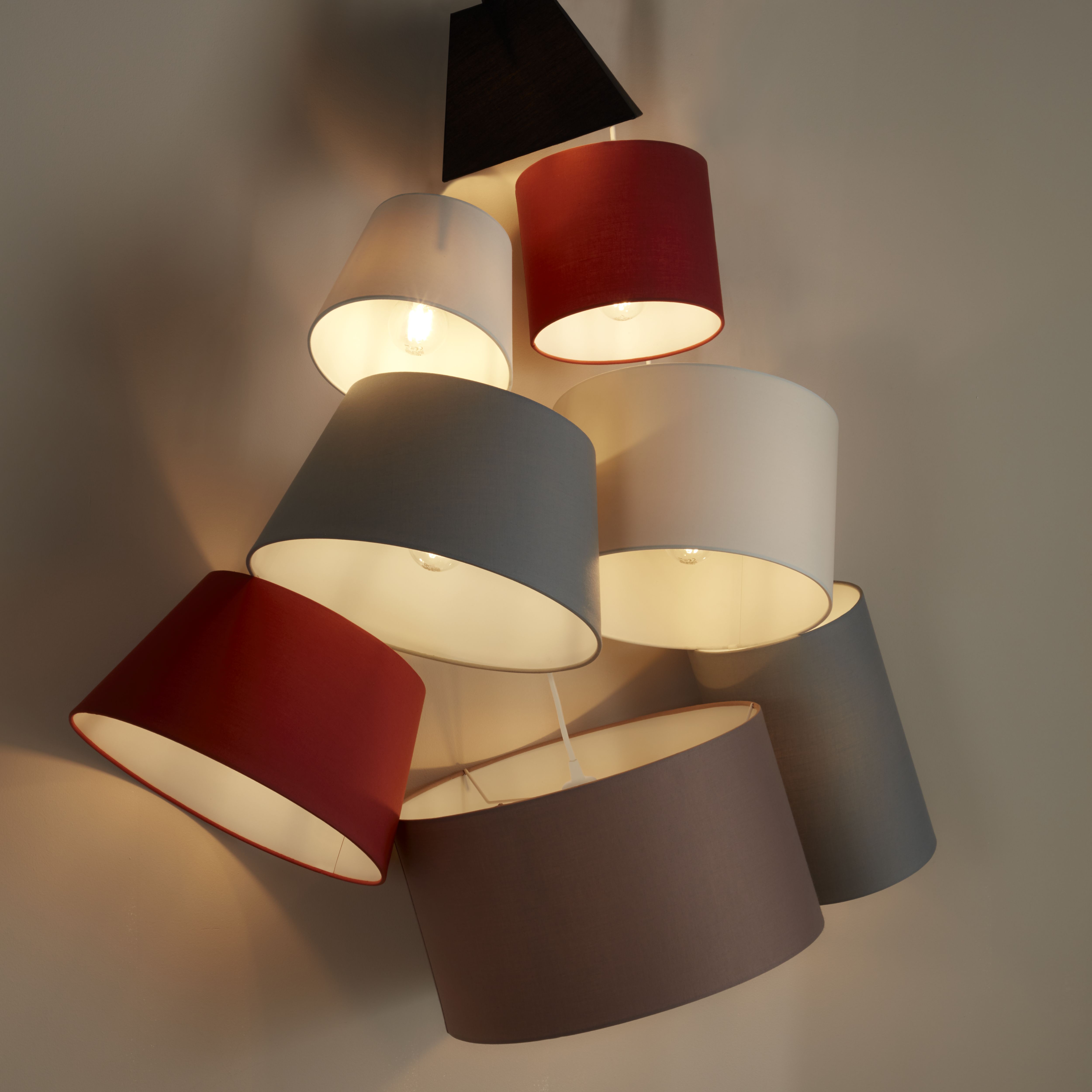 GoodHome Pibrock Light grey Fabric dyed Light shade (D)20cm