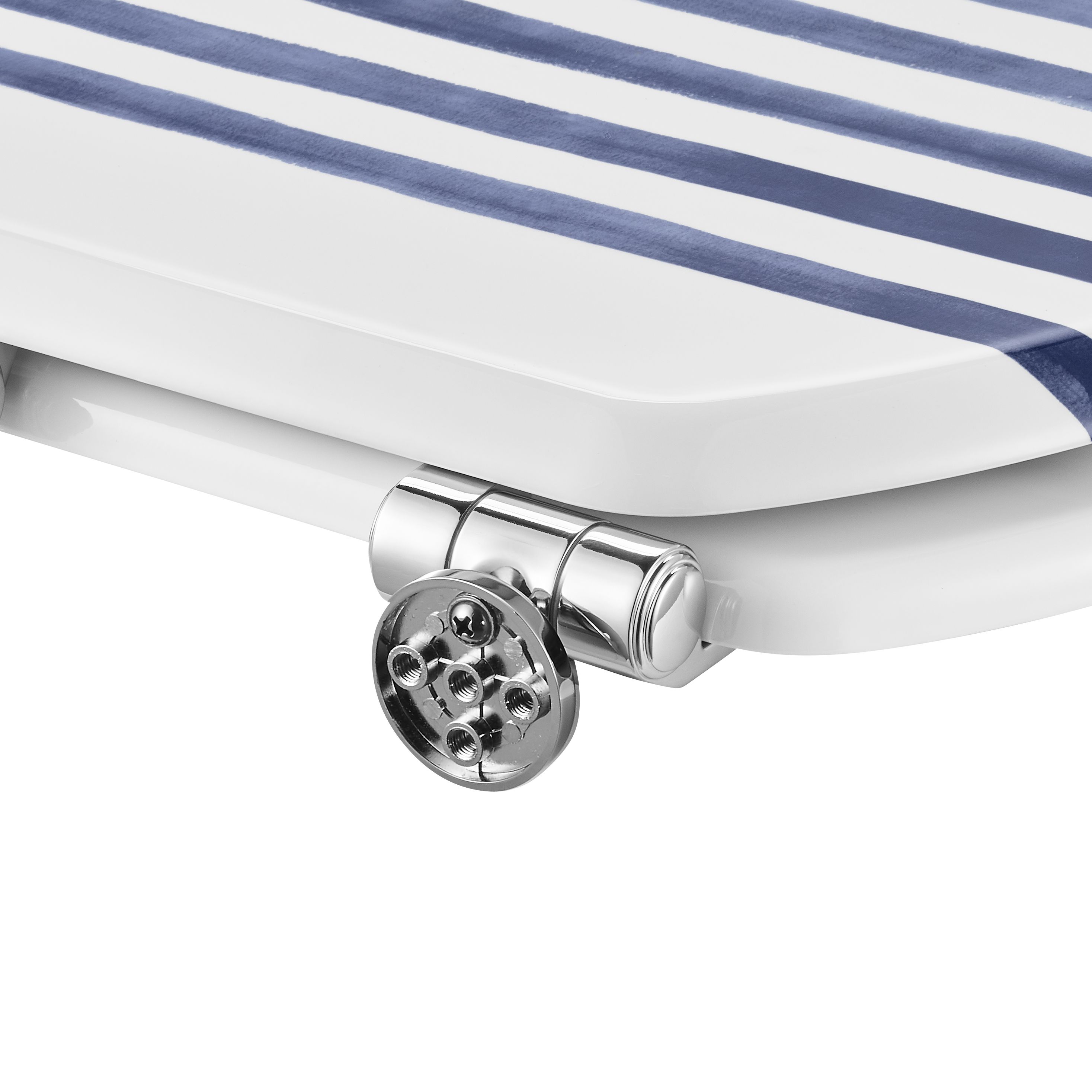 GoodHome Pilica Anchor White & blue Standard Soft close Toilet seat
