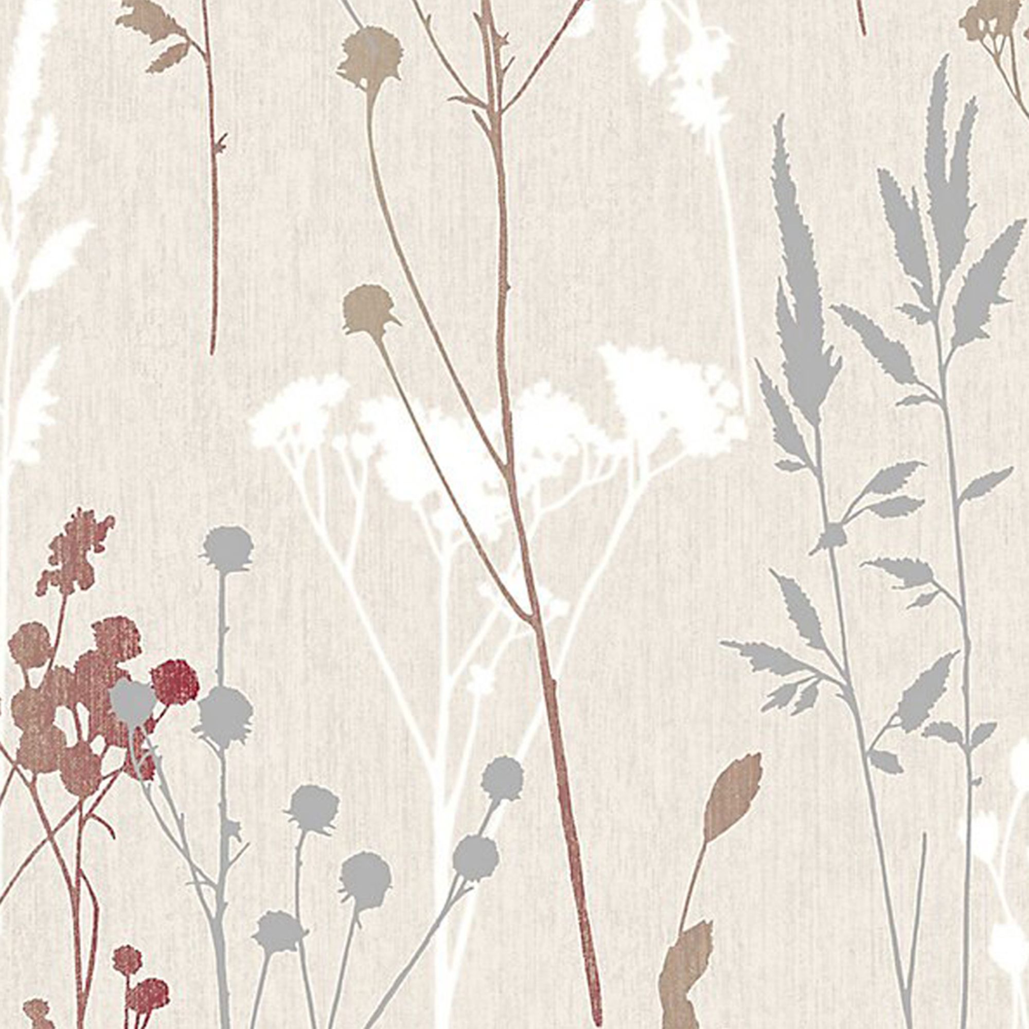 GoodHome Pio Cream & red Floral Textured Wallpaper