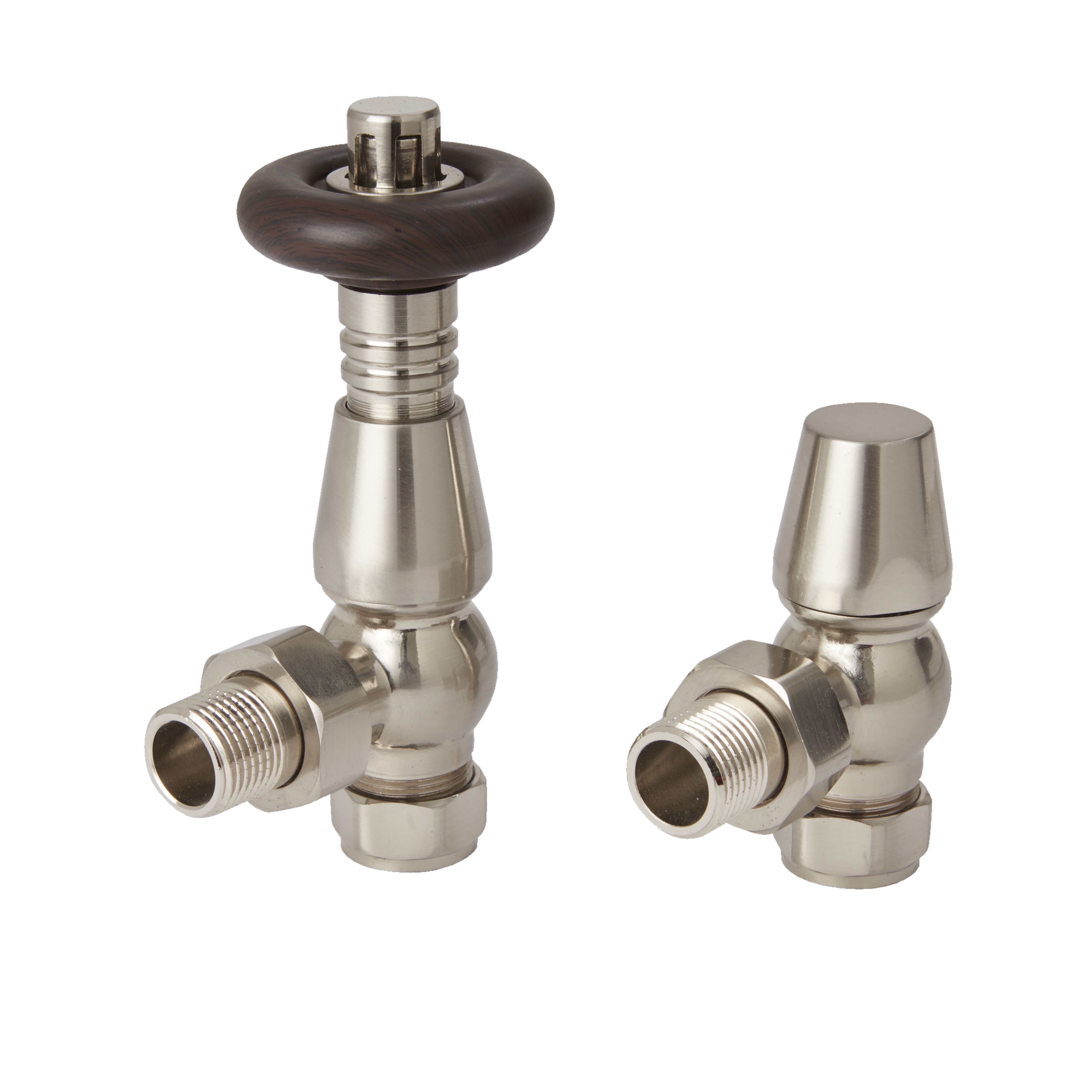 GoodHome Polished Anthracite Angled Thermostatic Radiator valve & lockshield (Dia)15mm x ½"