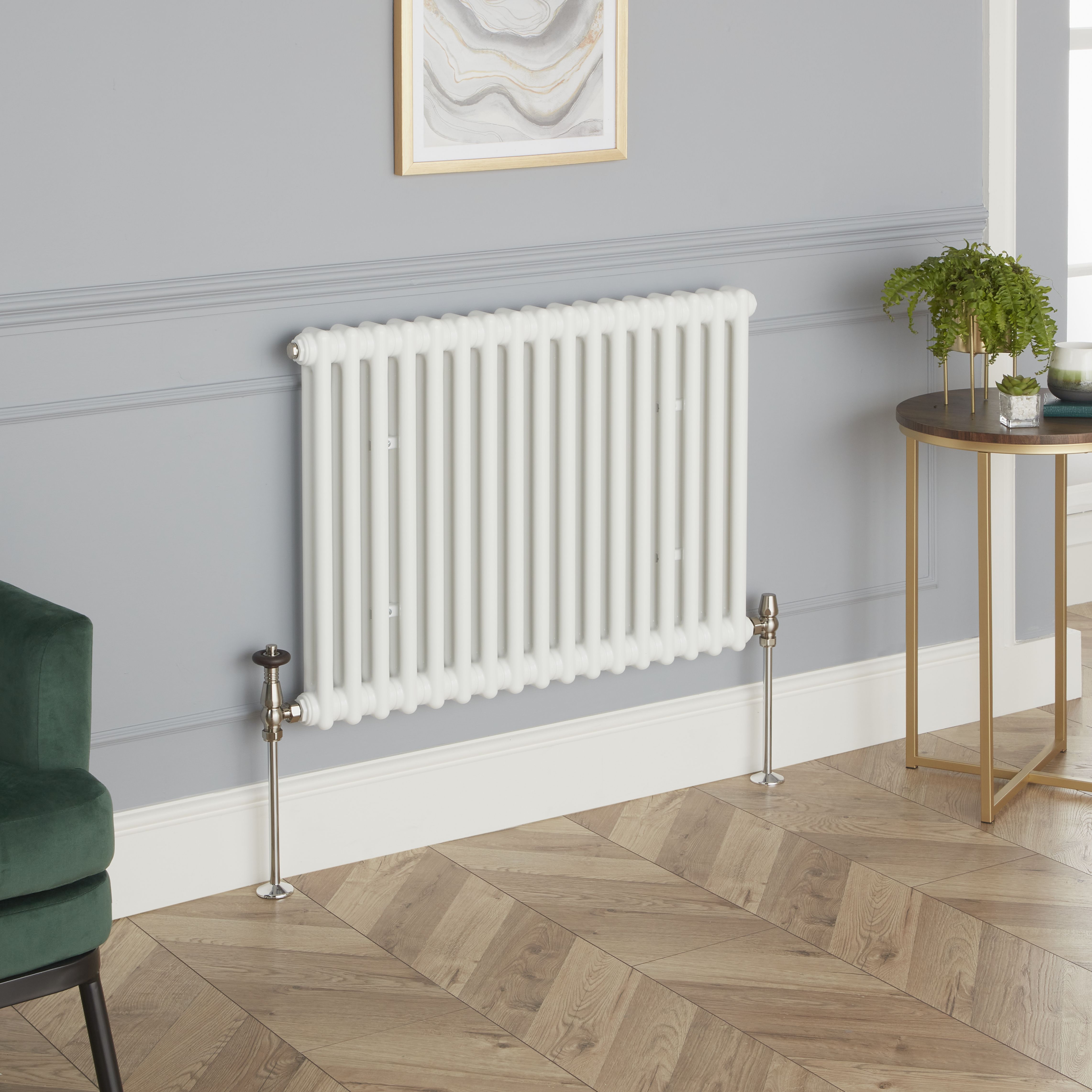 GoodHome Polished Anthracite Angled Thermostatic Radiator valve & lockshield (Dia)15mm x ½"