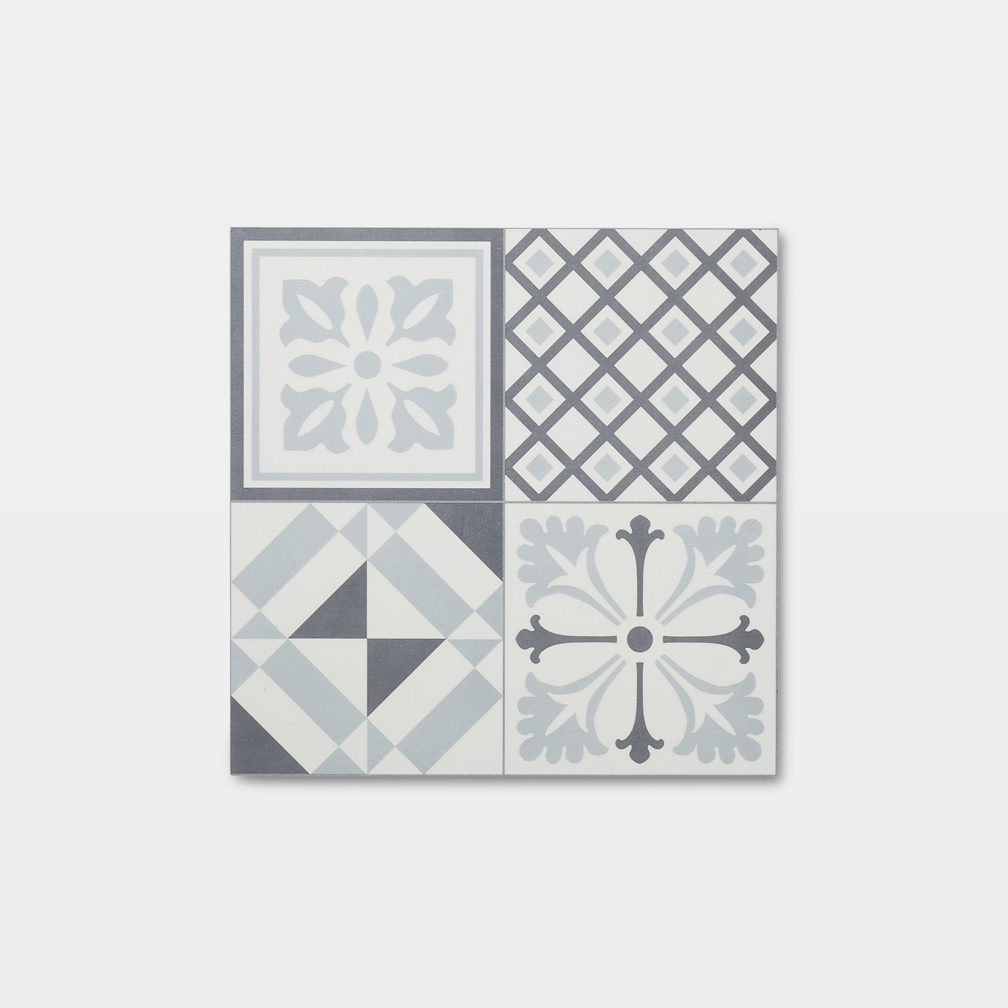 GoodHome Poprock Black & white Mosaic effect Self adhesive Vinyl tile, Pack of 14