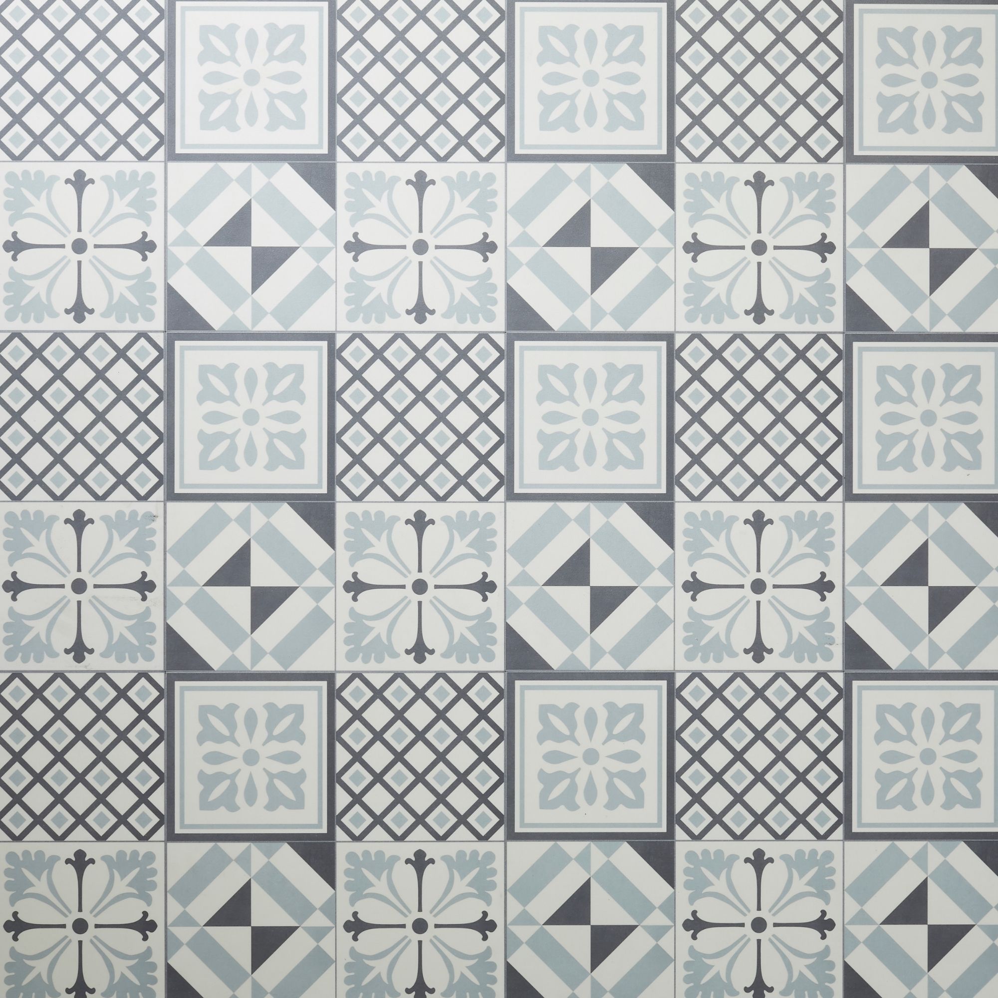GoodHome Poprock Black & white Mosaic effect Self adhesive Vinyl tile, Pack of 14