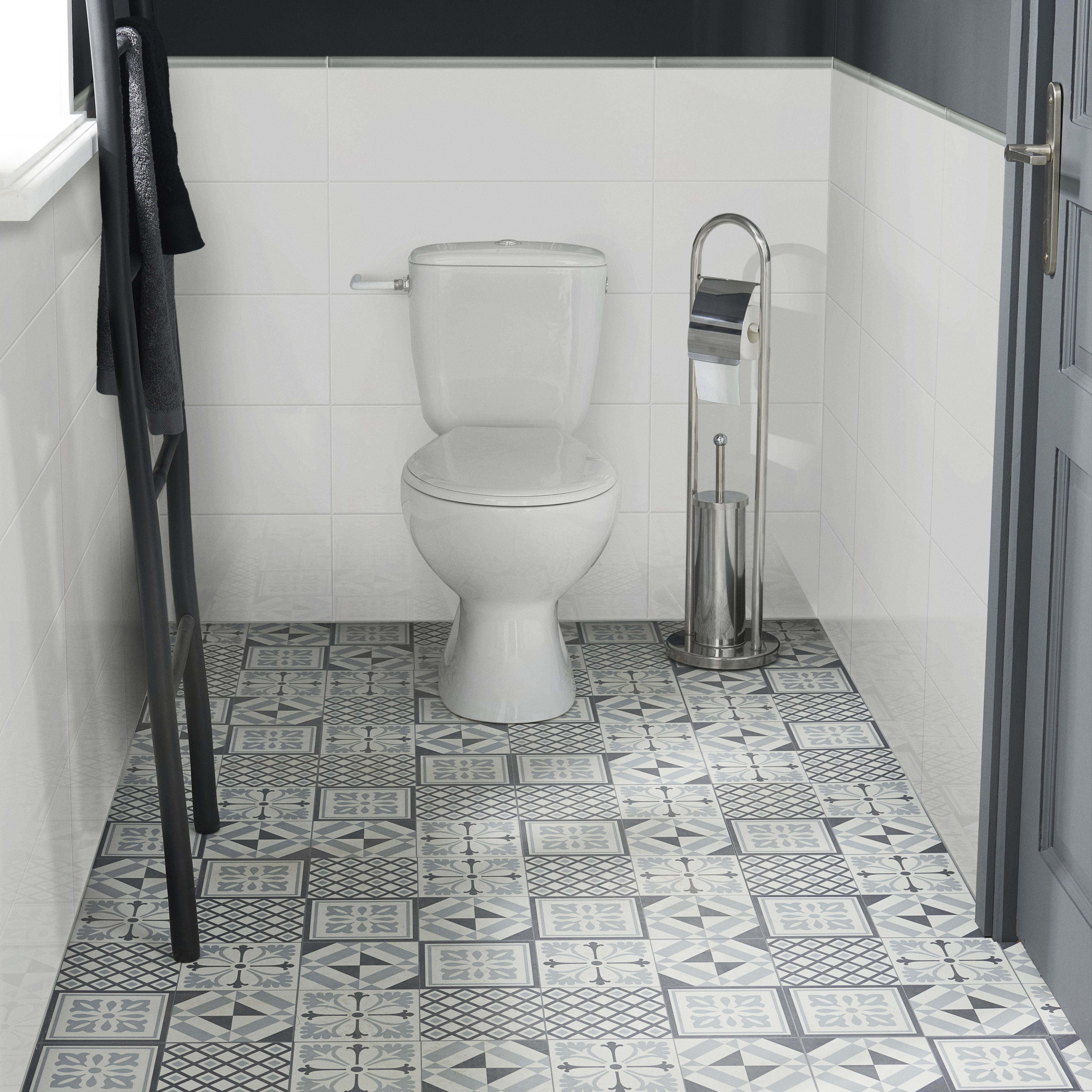 GoodHome Poprock Black & white Mosaic effect Self adhesive Vinyl tile, Pack of 14