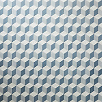 GoodHome Poprock Blue Geometric Mosaic effect Self adhesive Vinyl tile, Pack of 14