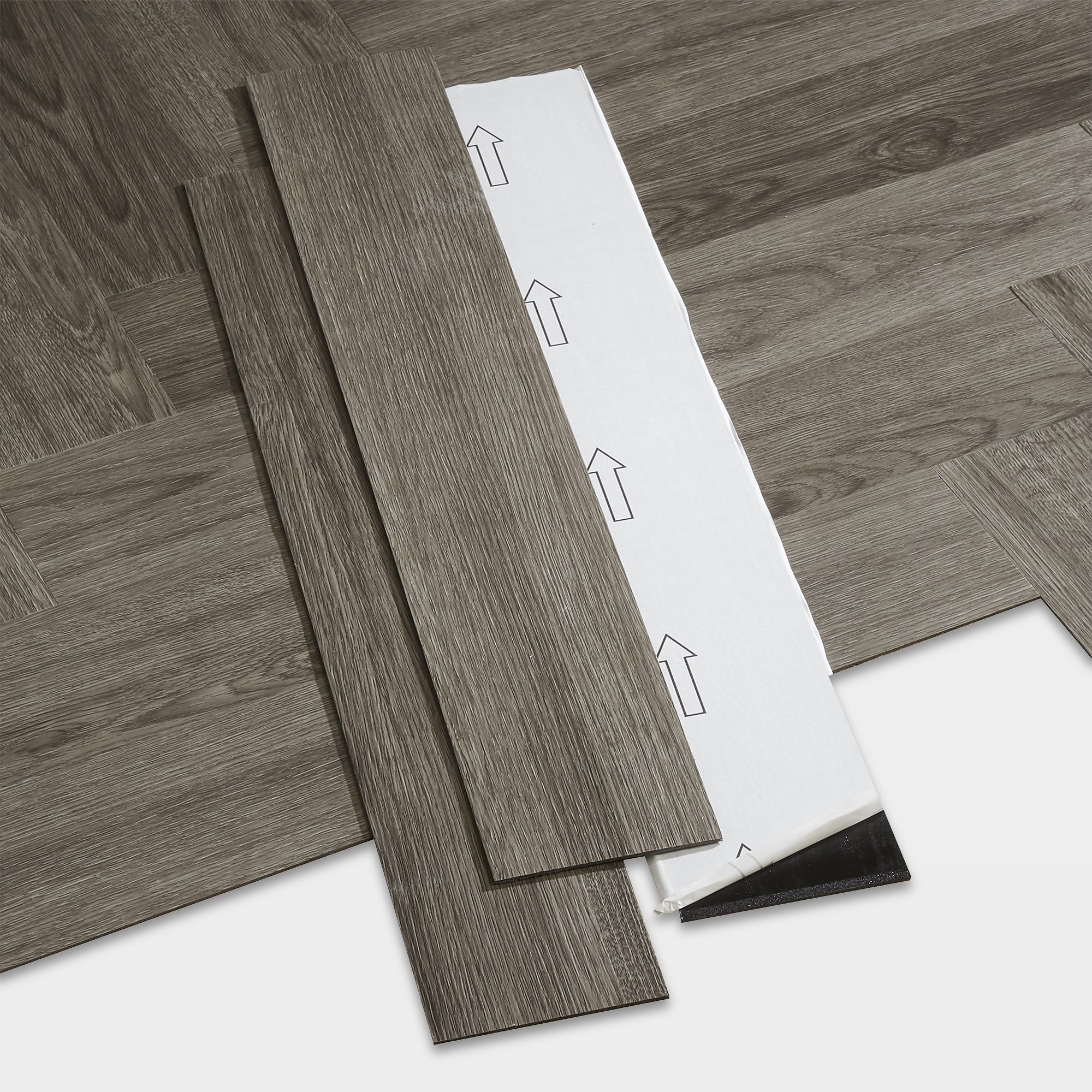 GoodHome Poprock Grey Wood planks Wood effect Self adhesive Vinyl plank, Pack of 20