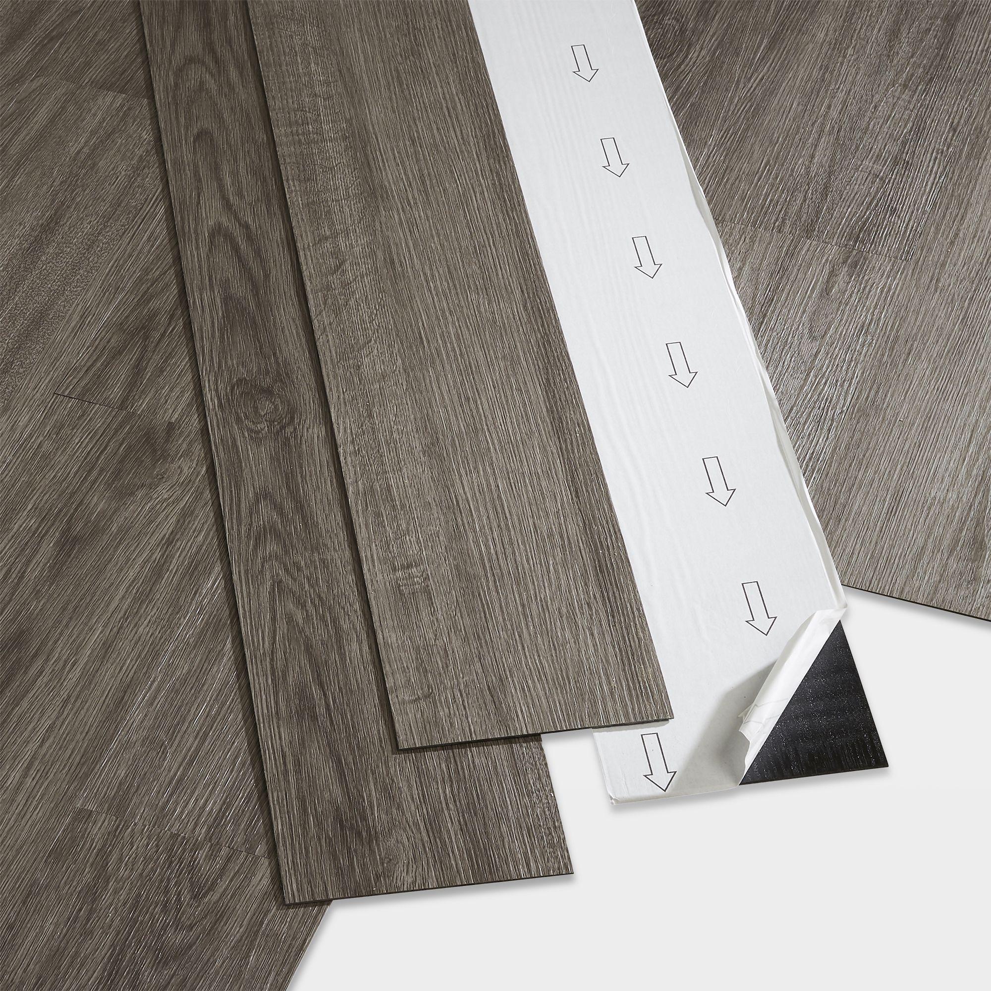GoodHome Poprock Grey Wood planks Wood effect Self adhesive Vinyl plank, Pack of 7