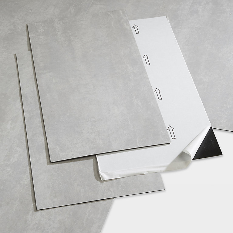 Goodhome Poprock Light Grey Tile Stone, How To Install Self Adhesive Vinyl Tile Flooring On Concrete