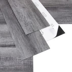 GoodHome Poprock Rustic Grey Wood effect Self-adhesive Vinyl plank, Pack of 8