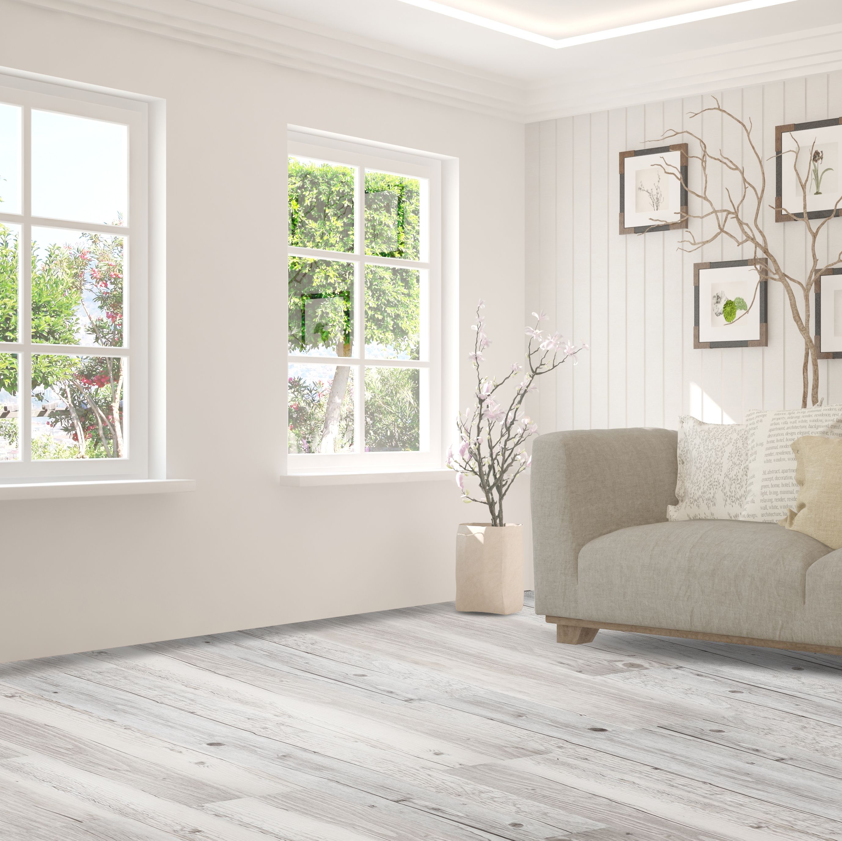 GoodHome Poprock White Wood effect Wood effect Self-adhesive Vinyl plank, Pack of 8