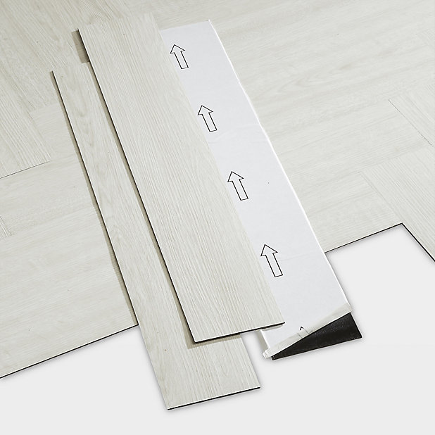 Goodhome Poprock White Wood Planks, Self Adhesive Vinyl Floor Planks
