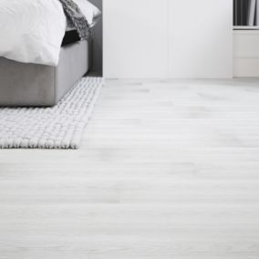 GoodHome Poprock White Wood planks Wood effect Self adhesive Vinyl plank, Pack of 7