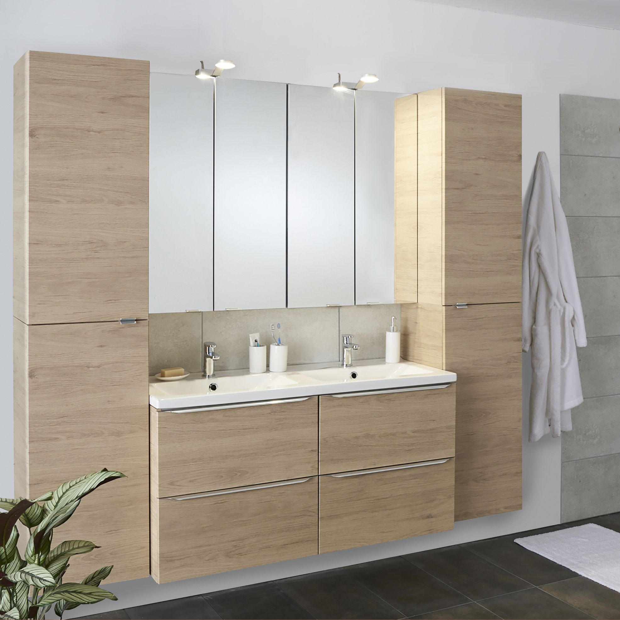 GoodHome Portloe Gloss Chrome effect Aluminium Adjustable Cabinet feet (H)230mm (W)40mm, Pair of 2