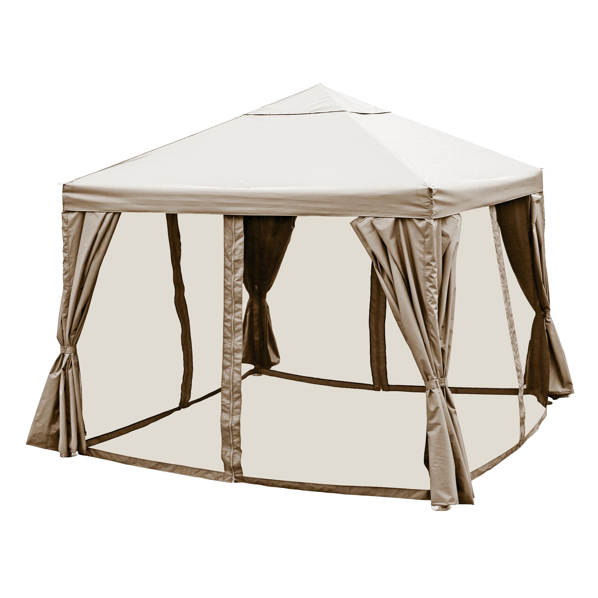 GoodHome Preston Taupe Square Gazebo tent (H) 2.88m (W) 3m (D) 3m