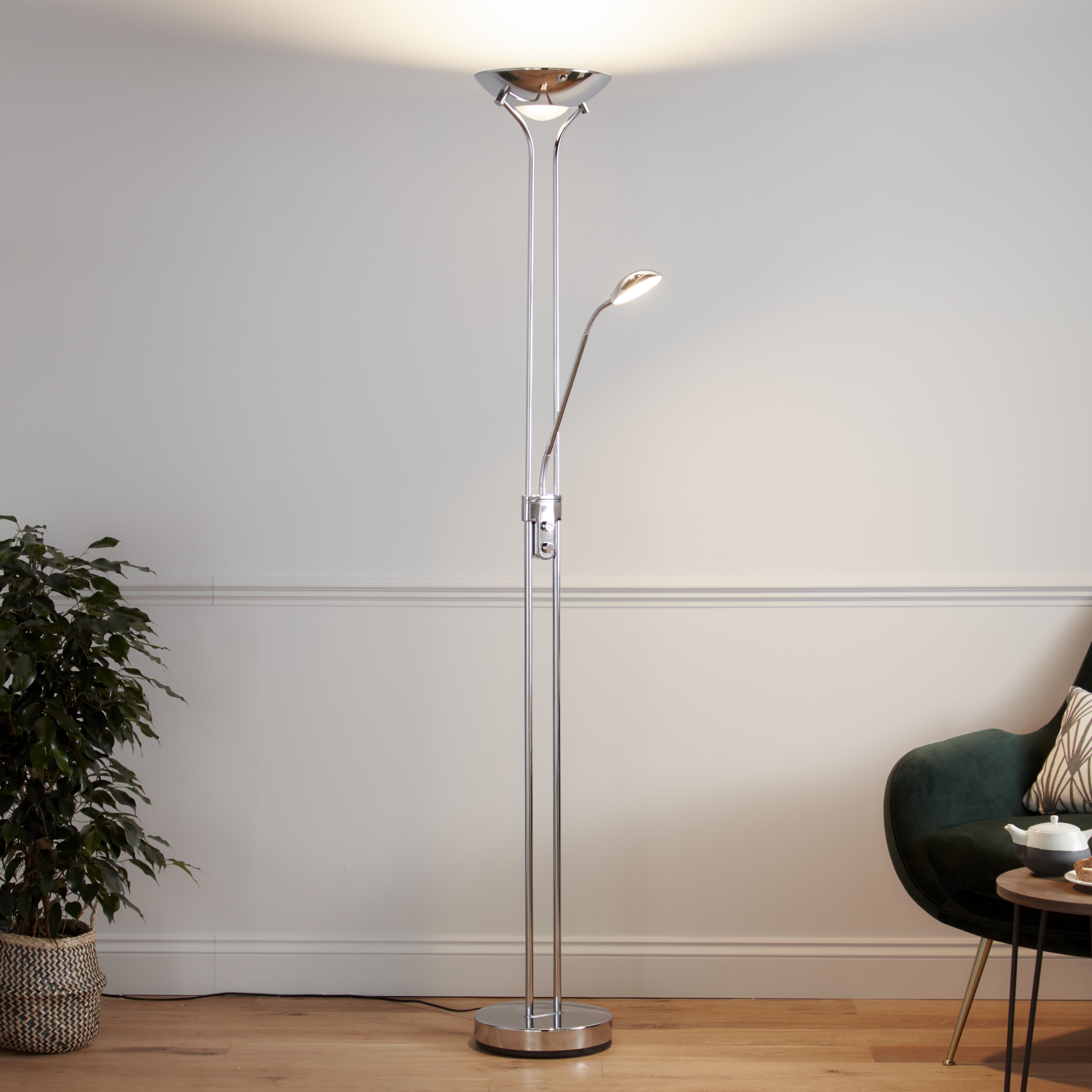 GoodHome Pulmoz Chrome effect Mother child floor light Tradepoint