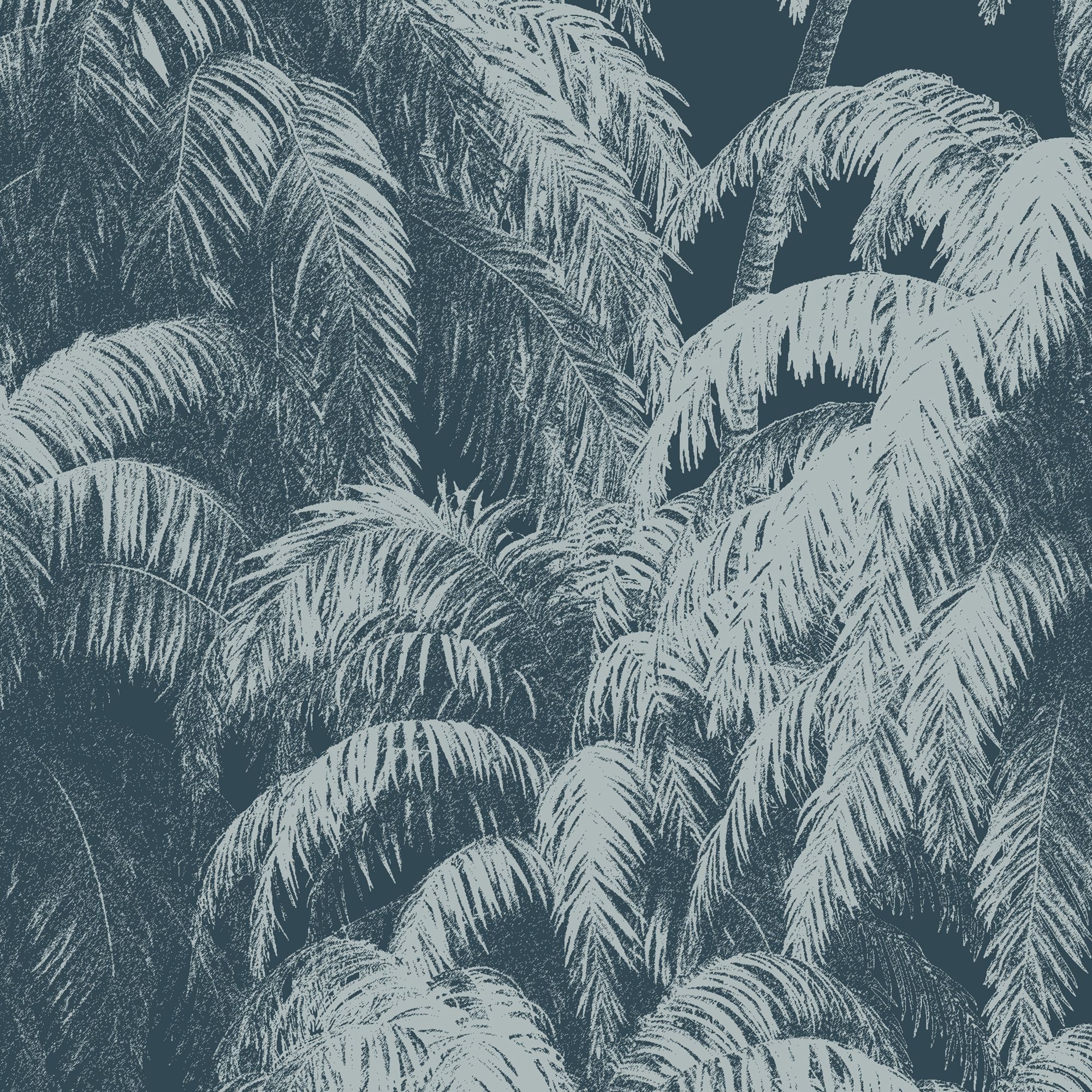 GoodHome Pumpe Blue Palm trees Textured Wallpaper