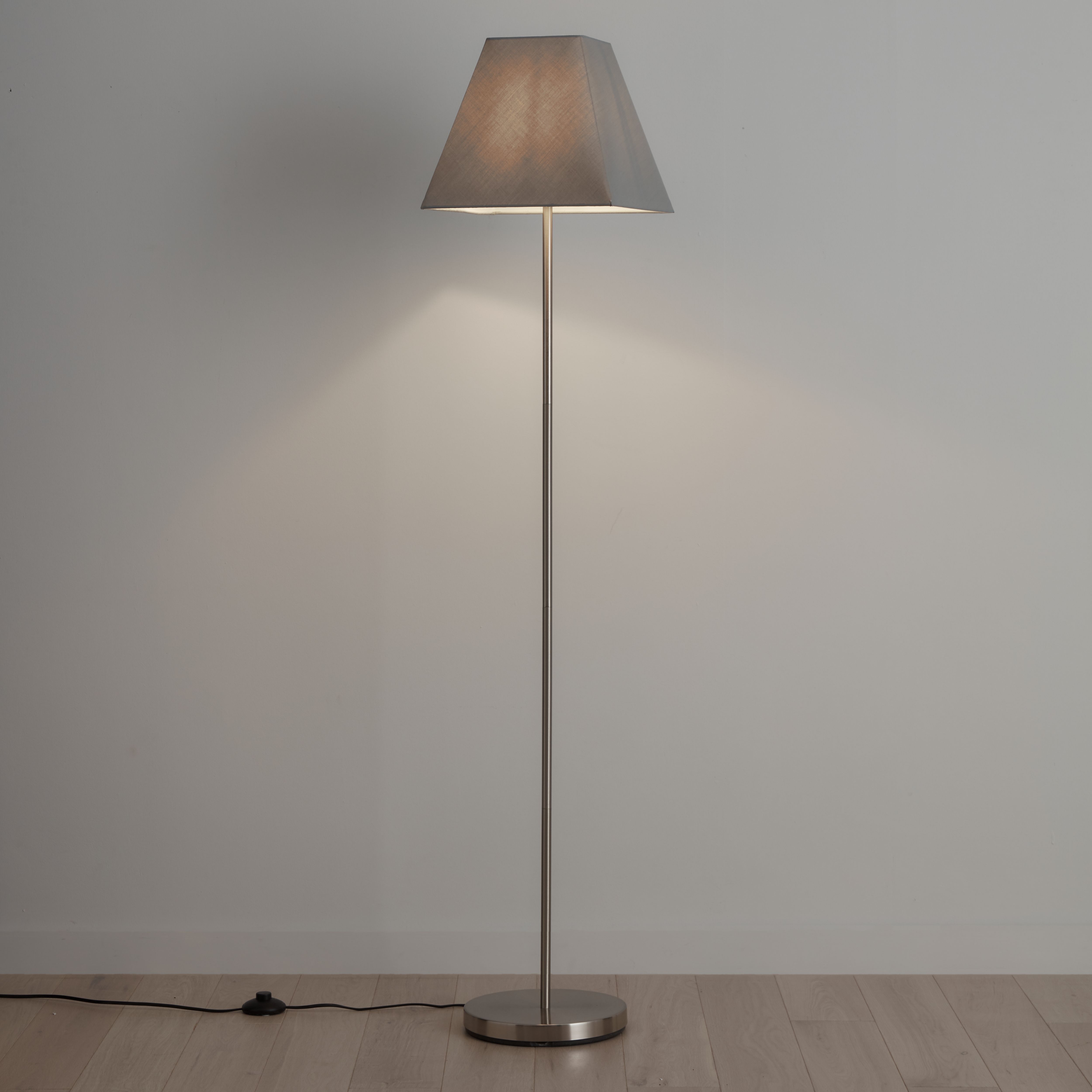 GoodHome Qarnay Light grey Fabric dyed Light shade (D)30cm