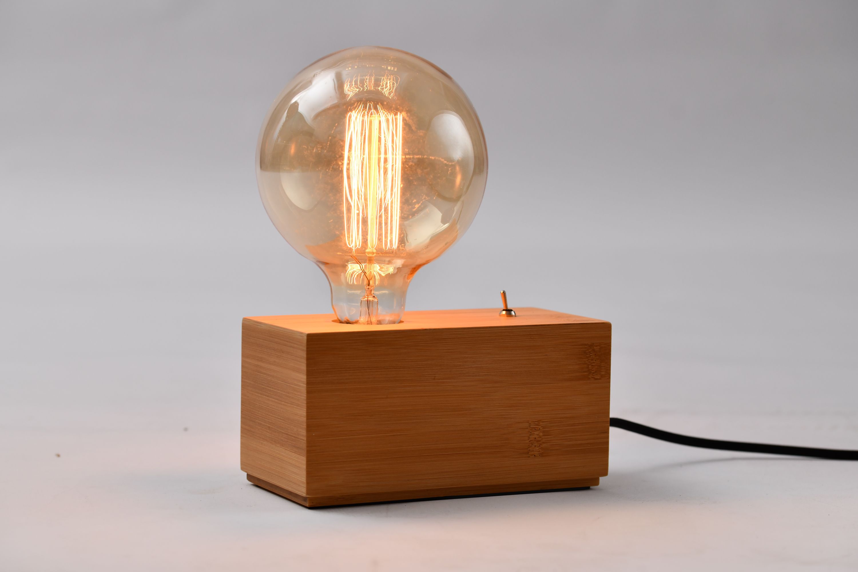 GoodHome Qausuit Bamboo effect Rectangular Table light