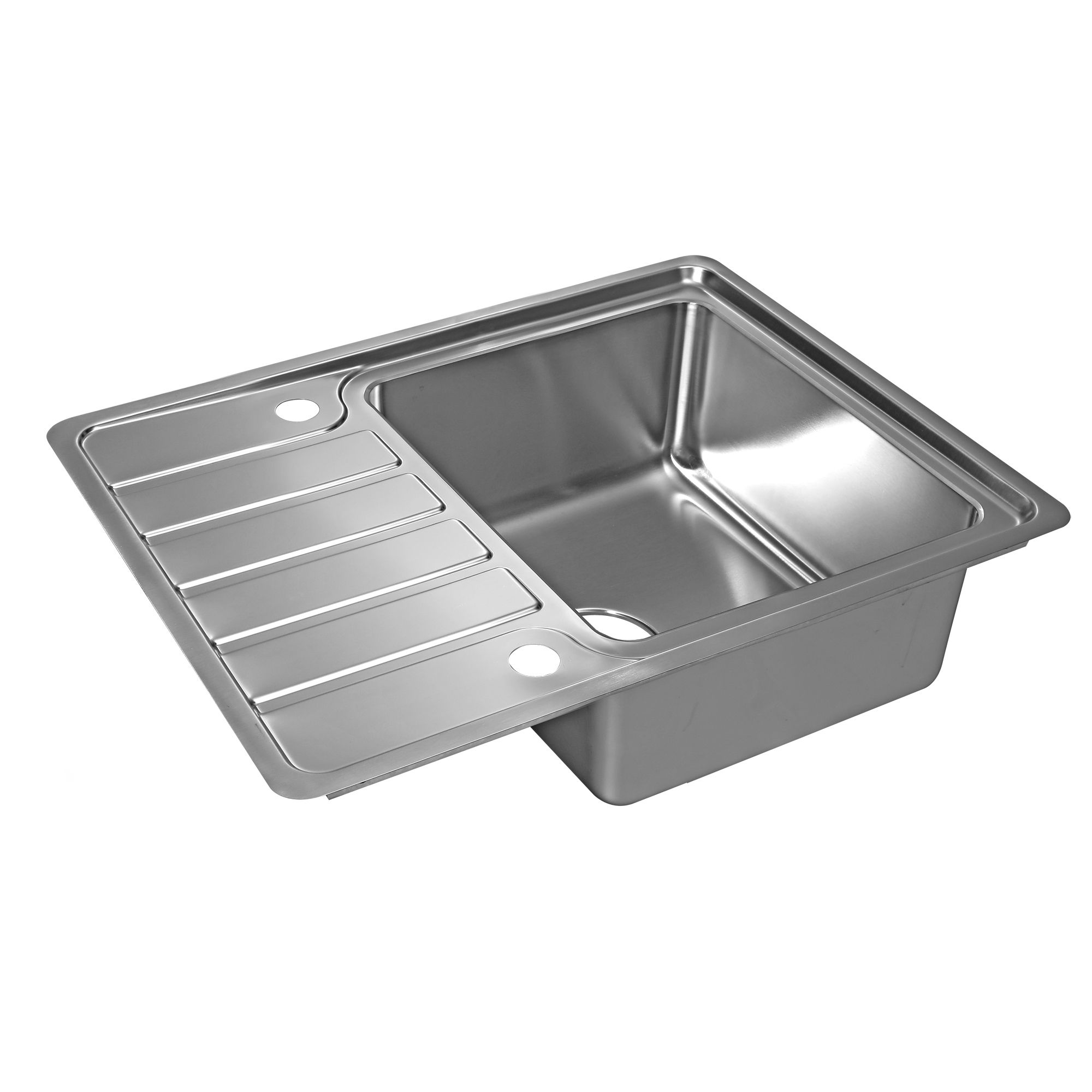 GoodHome Quassia Brushed Stainless steel 1 Bowl Kitchen sink With compact drainer 505mm x 635mm
