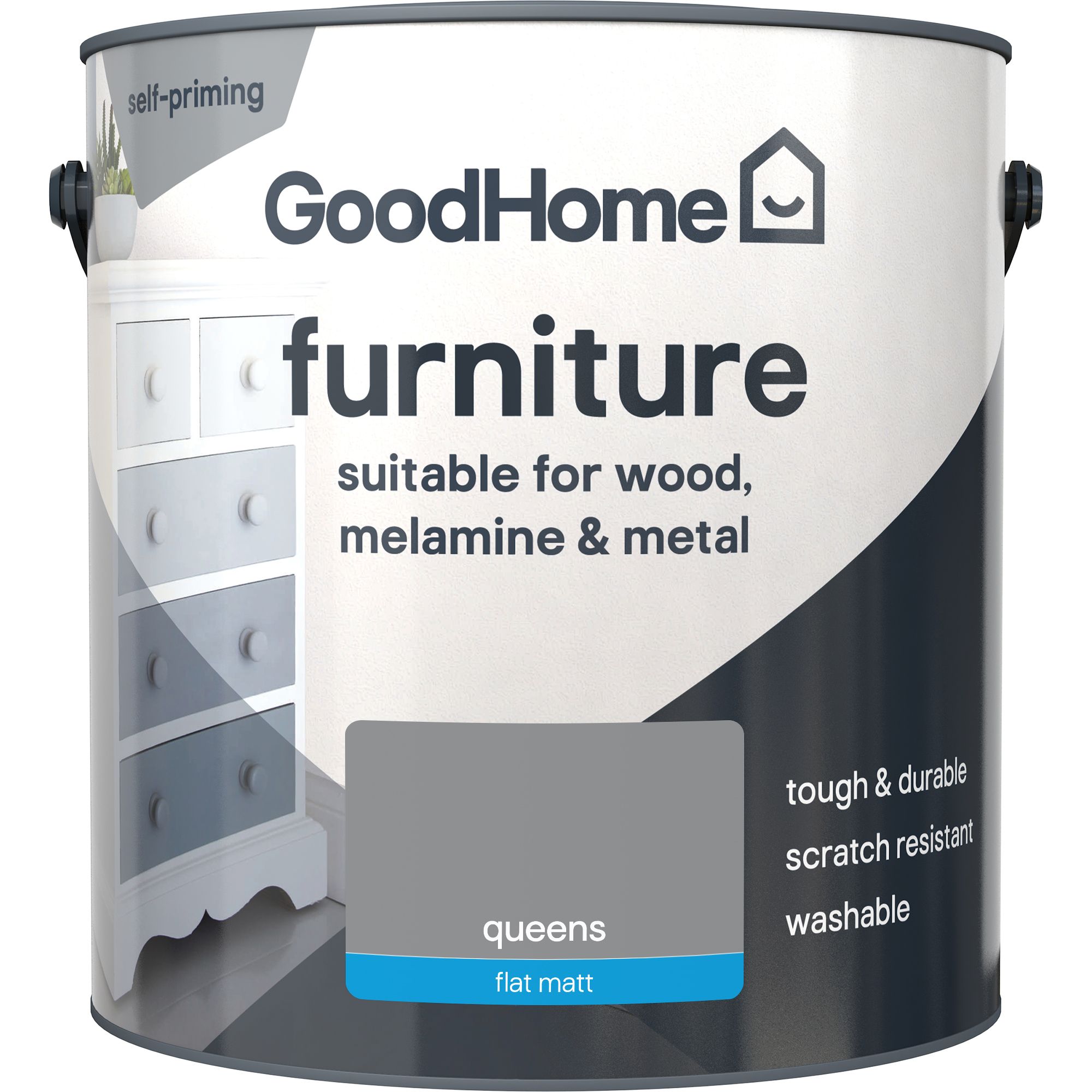 GoodHome Queens Flat matt Furniture paint, 2L