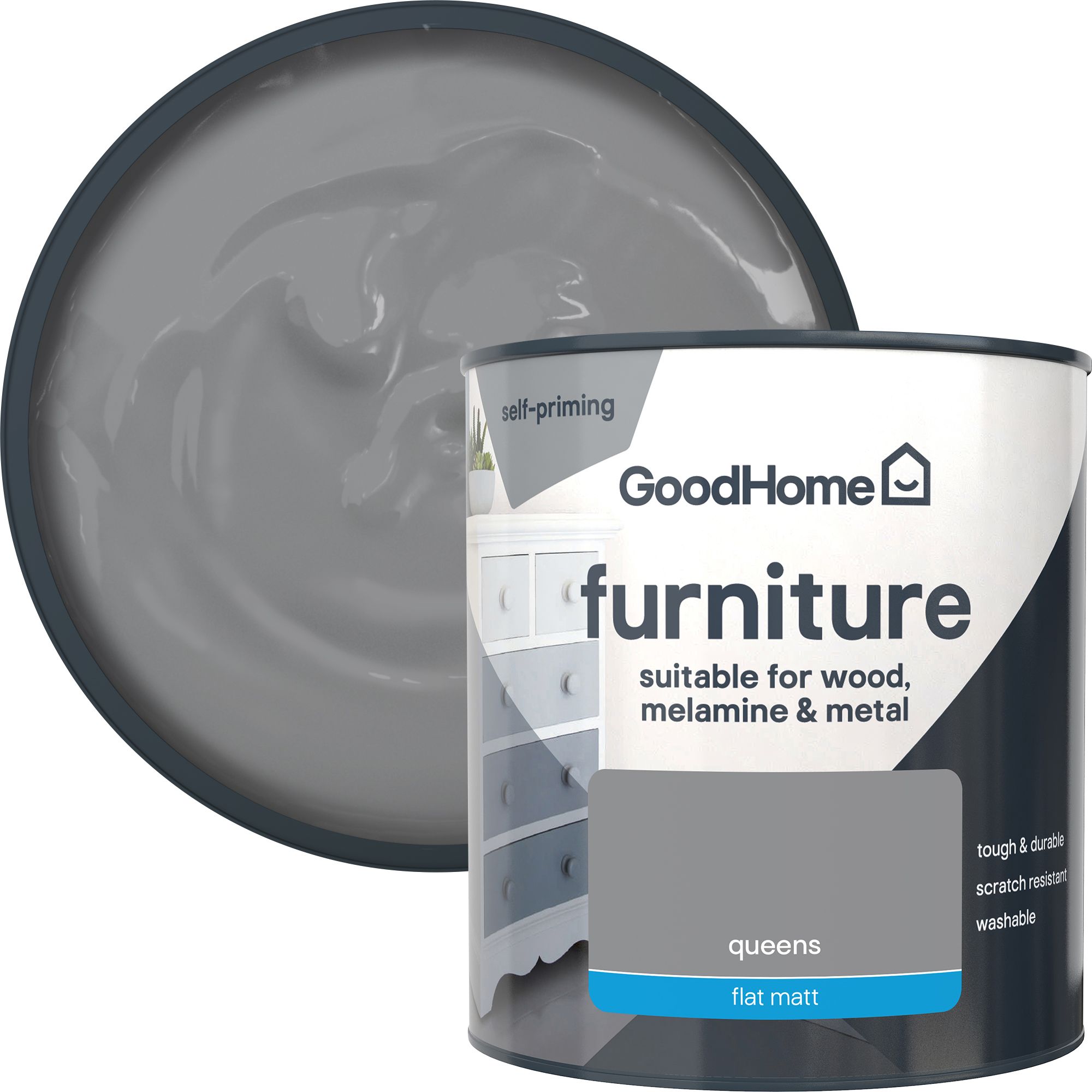 GoodHome Queens Flat matt Furniture paint, 500ml