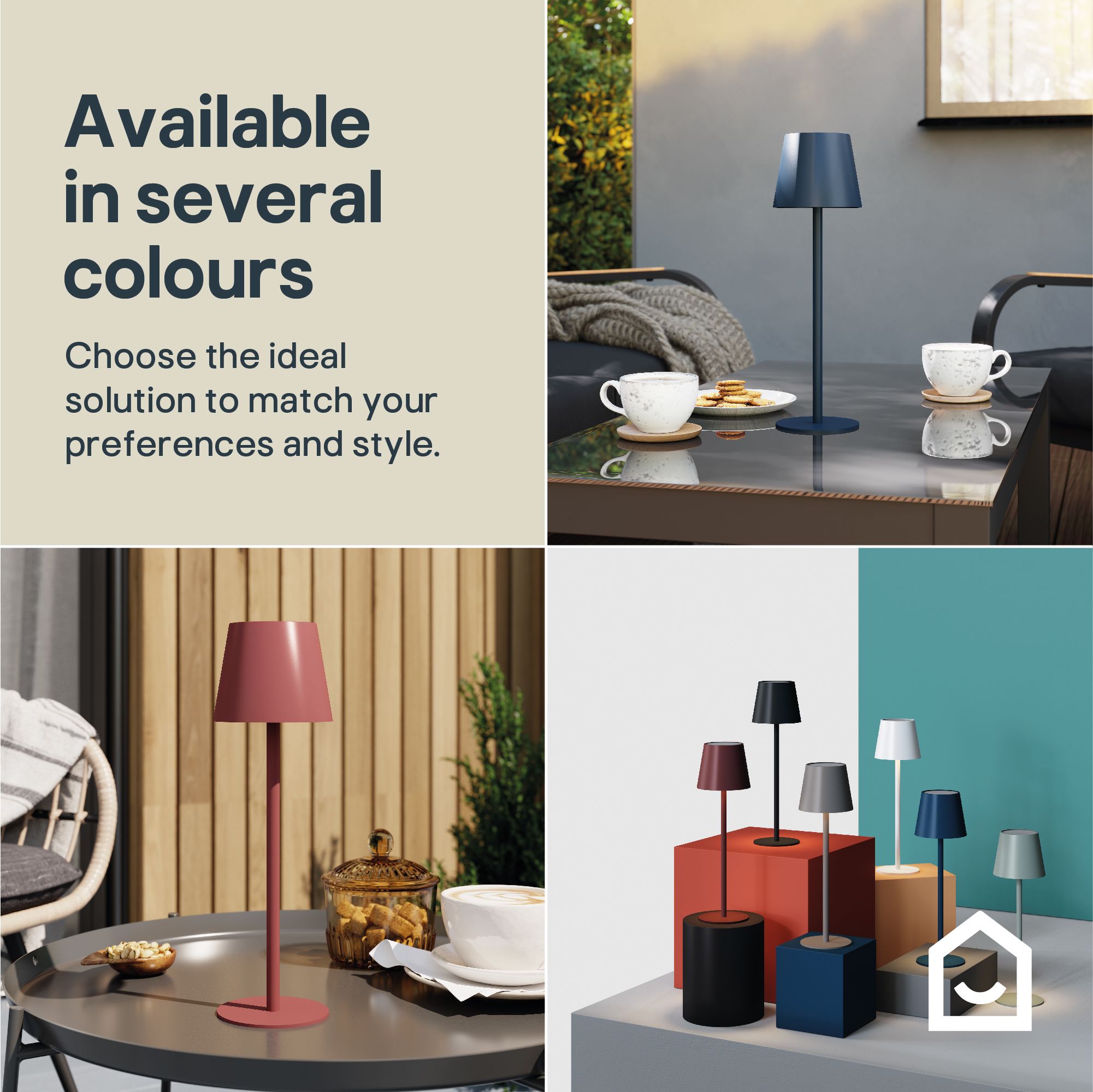 GoodHome Quelea Matt Taupe Rechargeable Integrated LED Table lamp