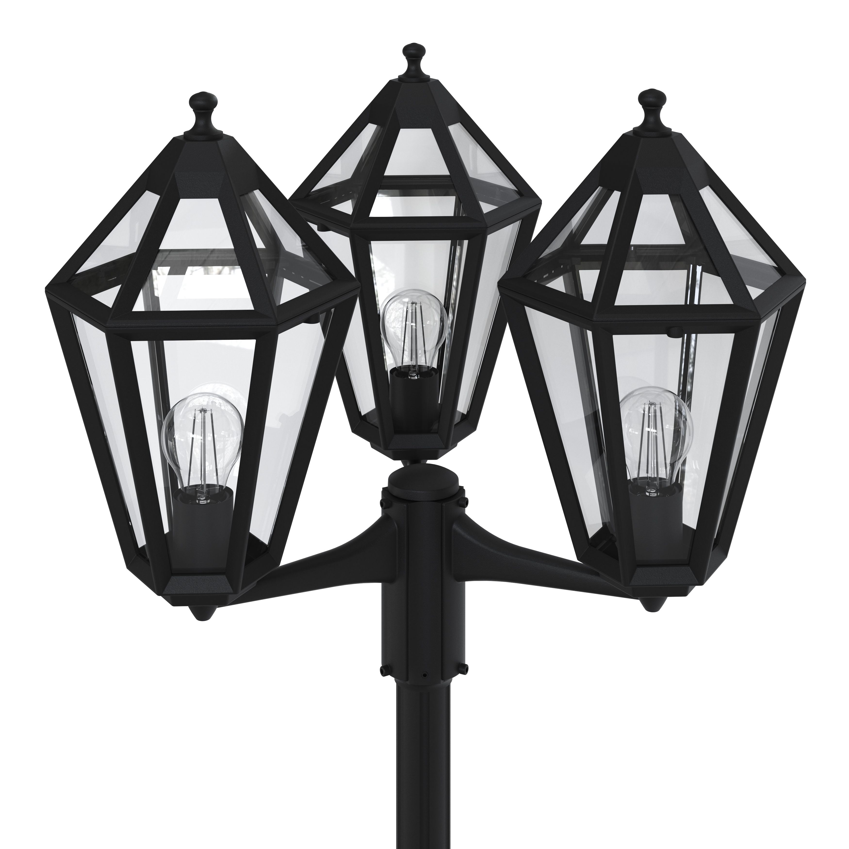 GoodHome Radley Lantern Black Mains-powered 3 lamp Outdoor 6 faces Post lantern (H)2370mm