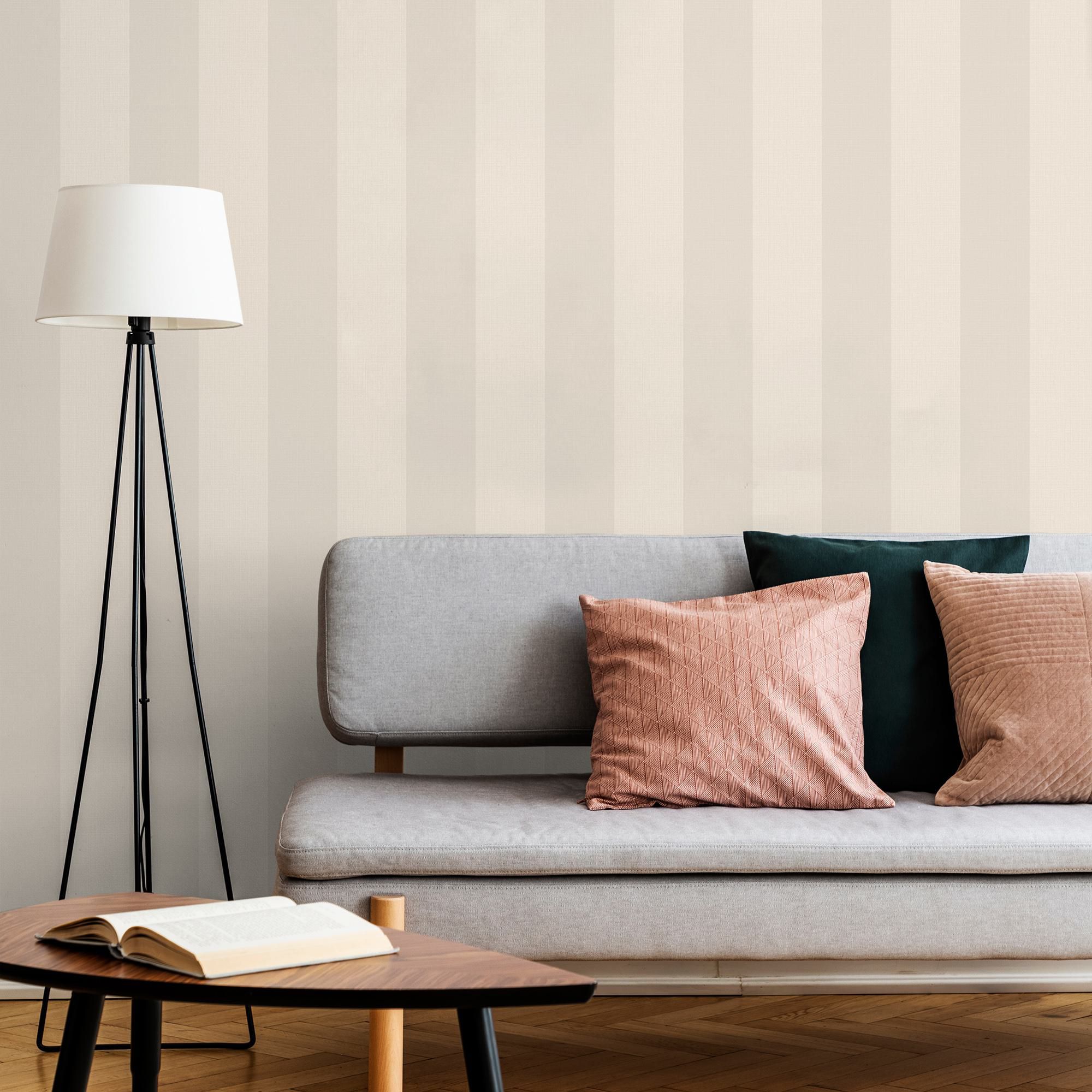 GoodHome Raho Natural Fabric effect Striped Textured Wallpaper