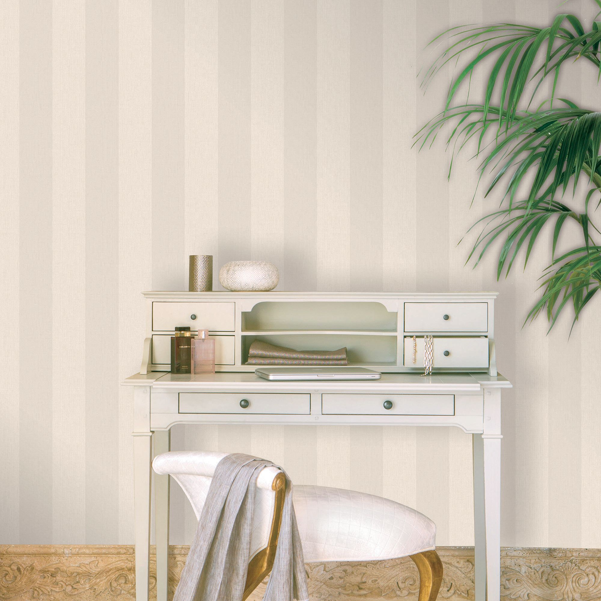 GoodHome Raho Natural Fabric effect Striped Textured Wallpaper