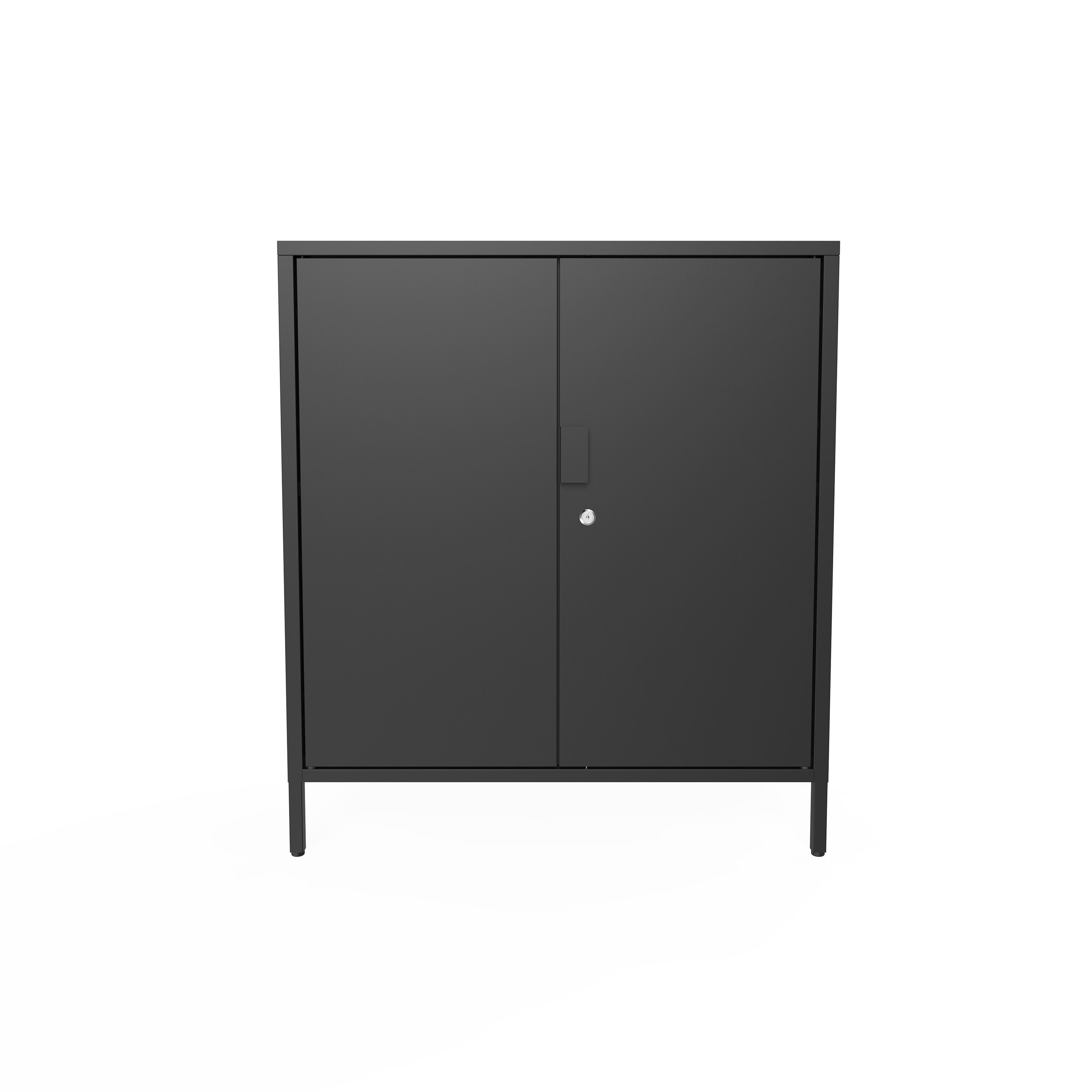 GoodHome Rand 2 shelf Black Steel Short Utility Low storage cabinet
